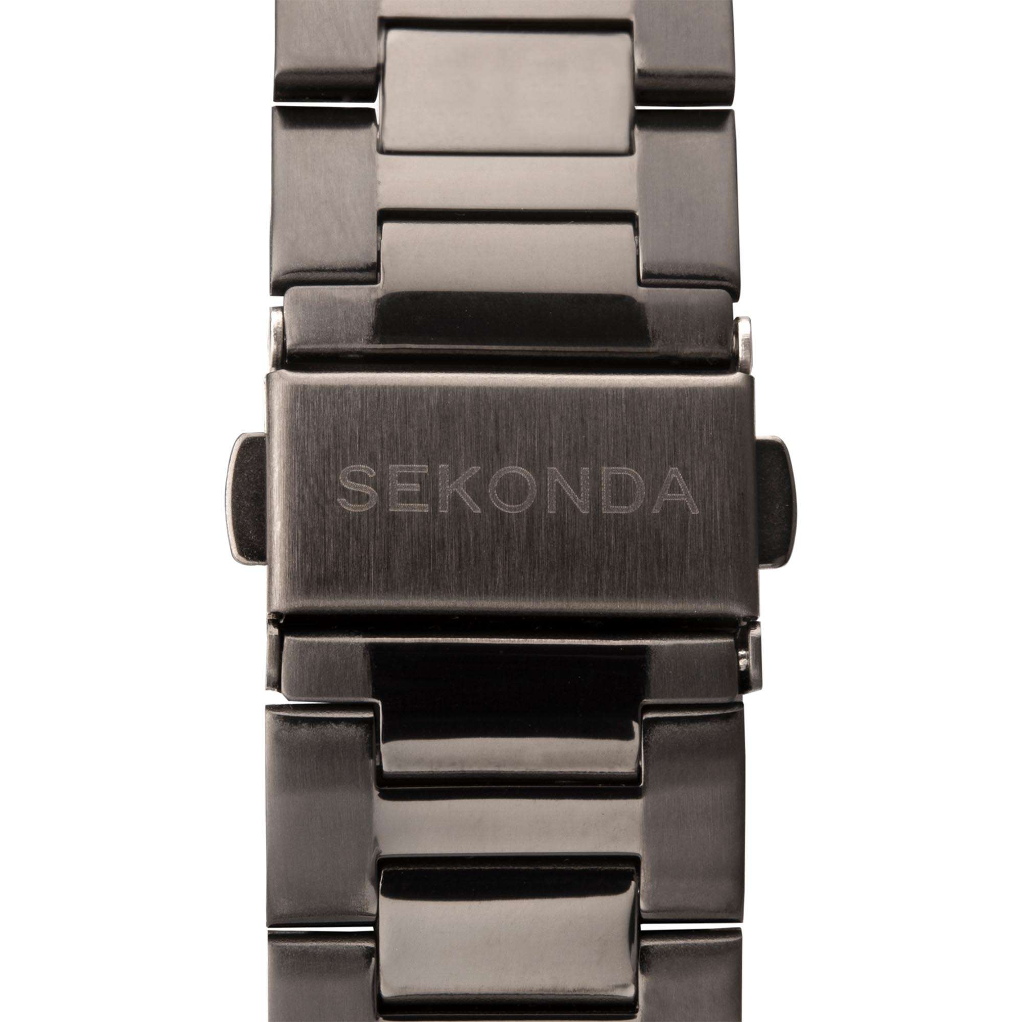 Sekonda Sports Quartz White Dial Gun Metal Grey IP Steel Bracelet Men's Watch 1987