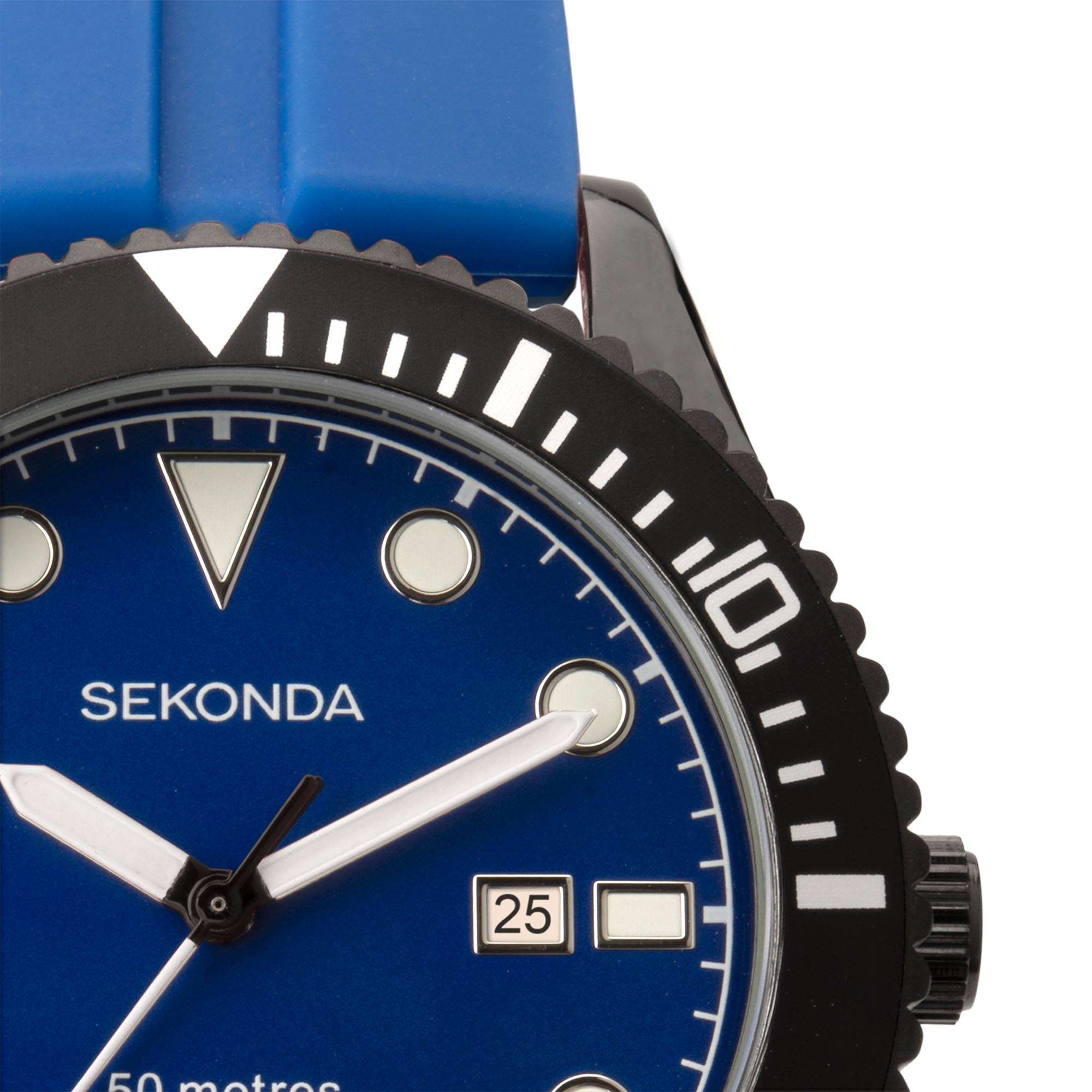 Sekonda Sports Quarz Blaues Zifferblatt Blaues Gummi Armband Herren Uhr 1986