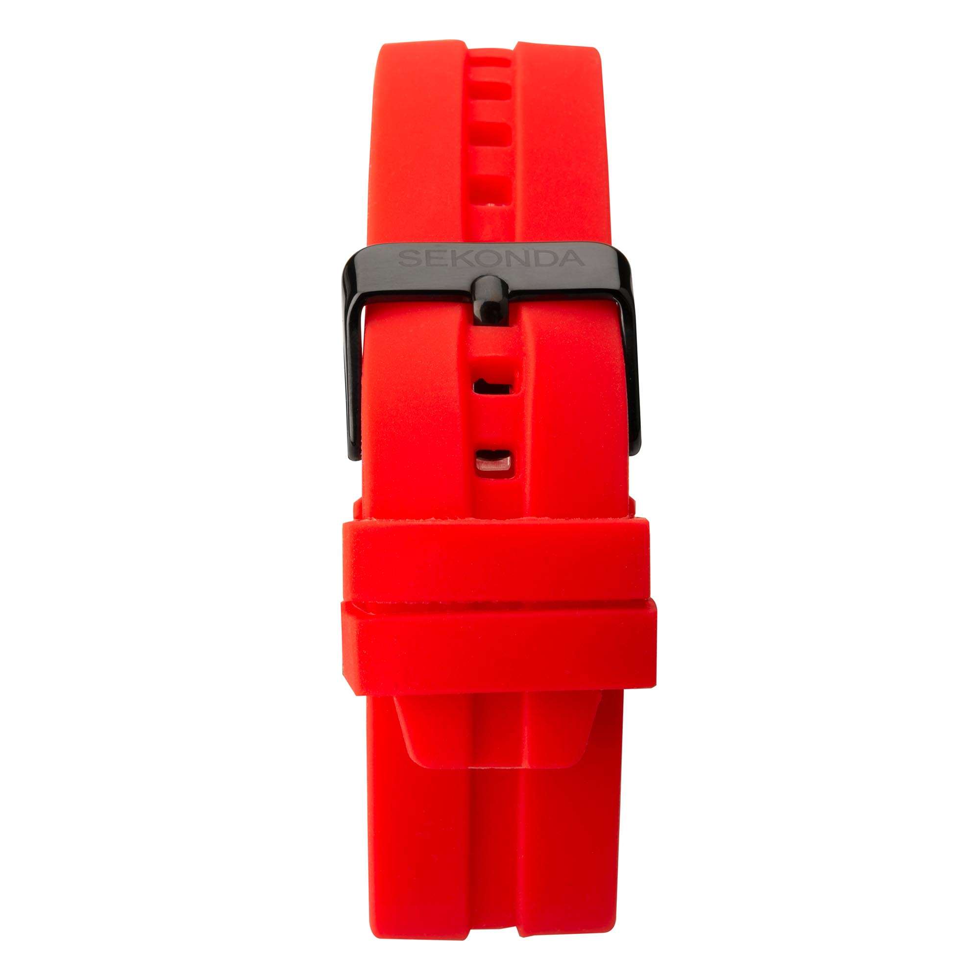 Sekonda Sports Quarz Rotes Zifferblatt Rotes Gummi Armband Herren Uhr 1985