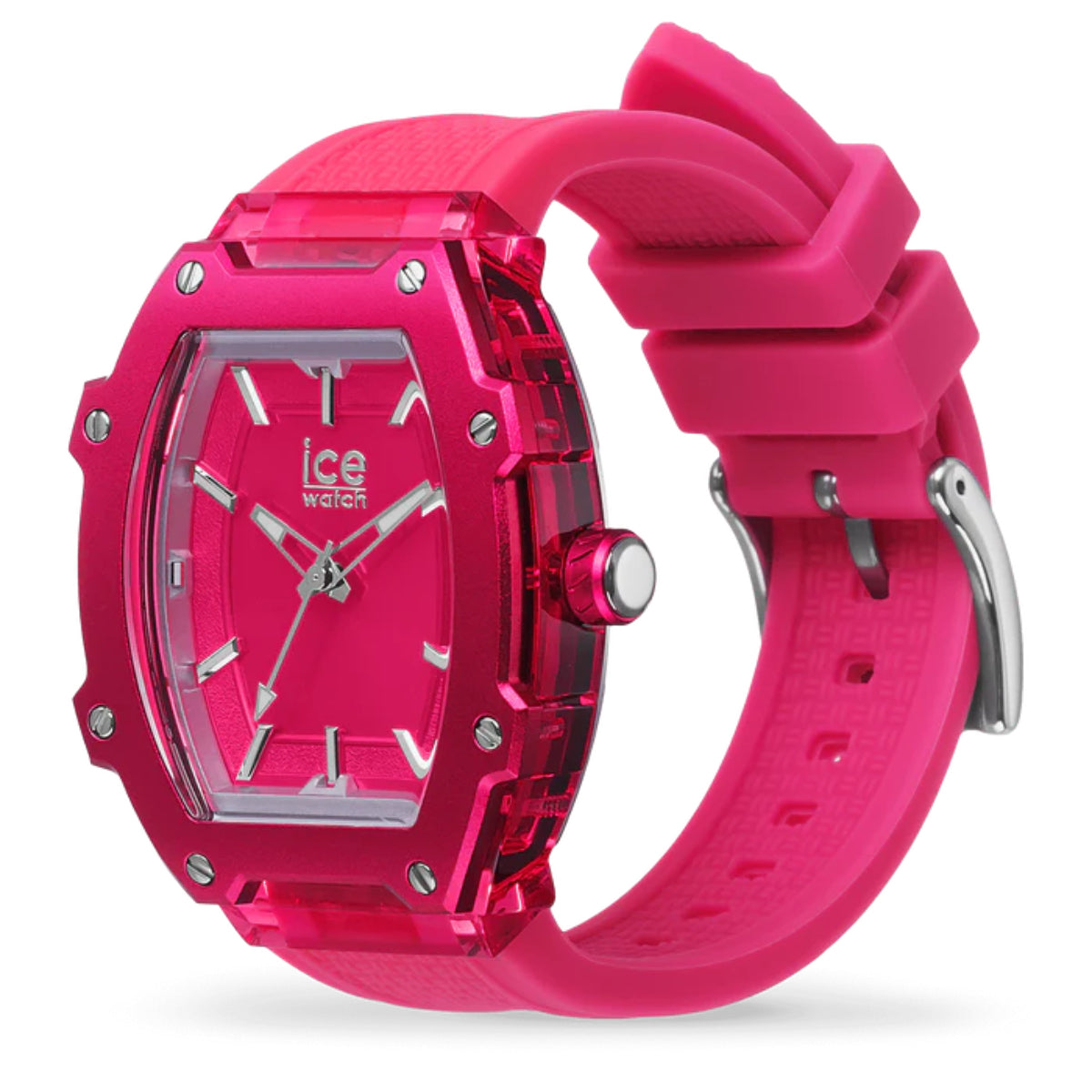 ICE Boliday Quartz Flashy Pink Dial Silicone Strap Watch 023323