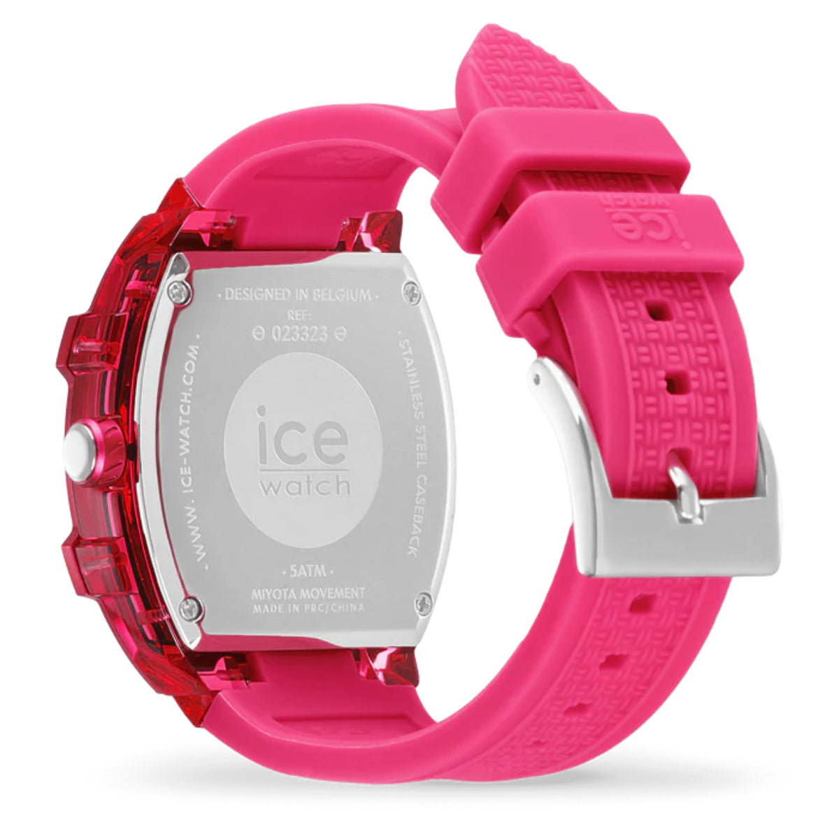 ICE Boliday Quartz Flashy Pink Dial Silicone Strap Watch 023323