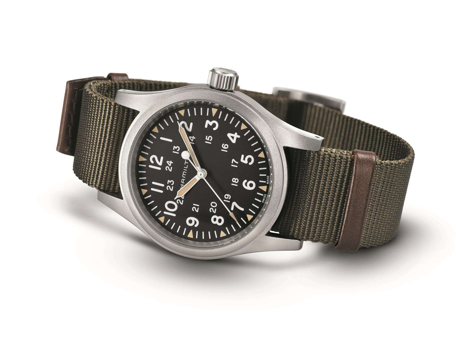 Hamilton Khaki Field Officer Mechanical Grey NATO Strap Men’s Watch H69429931 - WatchNation
