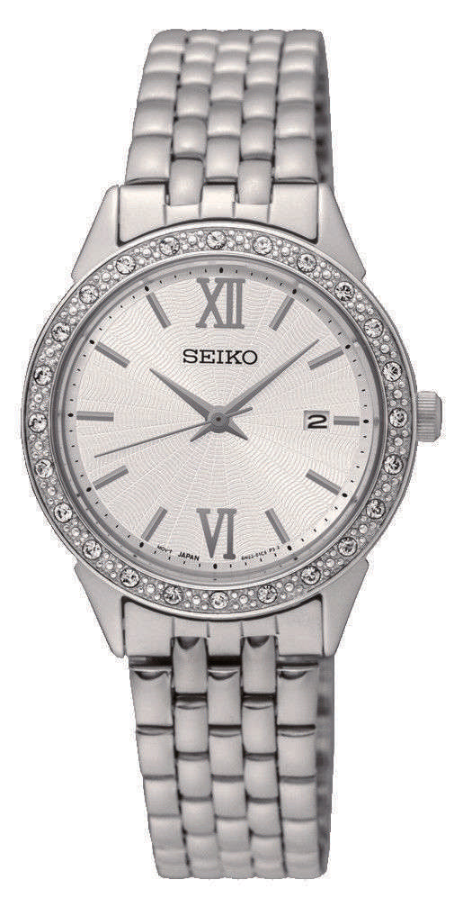 Seiko Stainless Steel Diamante Bezel Ladies' Watch SUR695P1