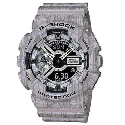 Casio GA110SL-8A Herren G-Shock Ana-Digi Schwarzes Zifferblatt Graues Resinarmband Chrono Taucheruhr