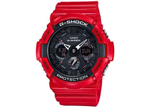 Casio G-Shock Schwarzes Zifferblatt Rote Herren Alarm Chronograph GA-201RD-4A