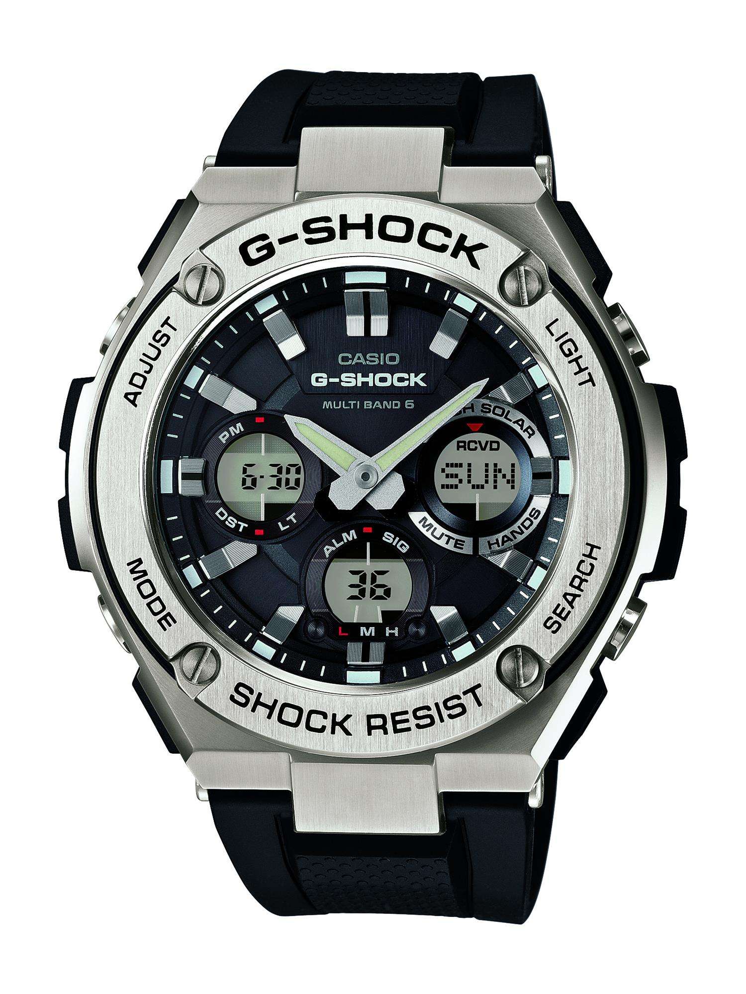 Casio G-Steel Black Silicone Strap Black Dial Men's Alarm Chronograph GST-W110-1AER - WatchNation