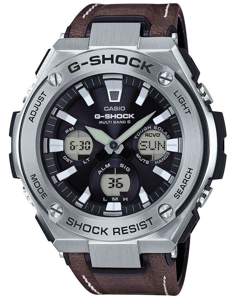 Casio G-Steel Brown Leather Strap Men's Alarm Chronograph GST-W130L-1AER - WatchNation