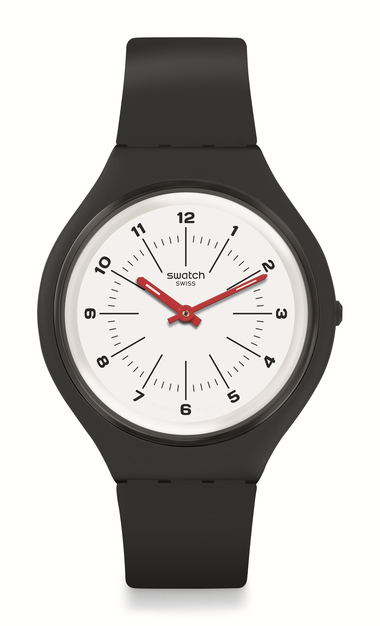 Swatch Skinwheel Kunststoffgehäuse graues Silikonarmband weißes Zifferblatt Uhr SVUM104