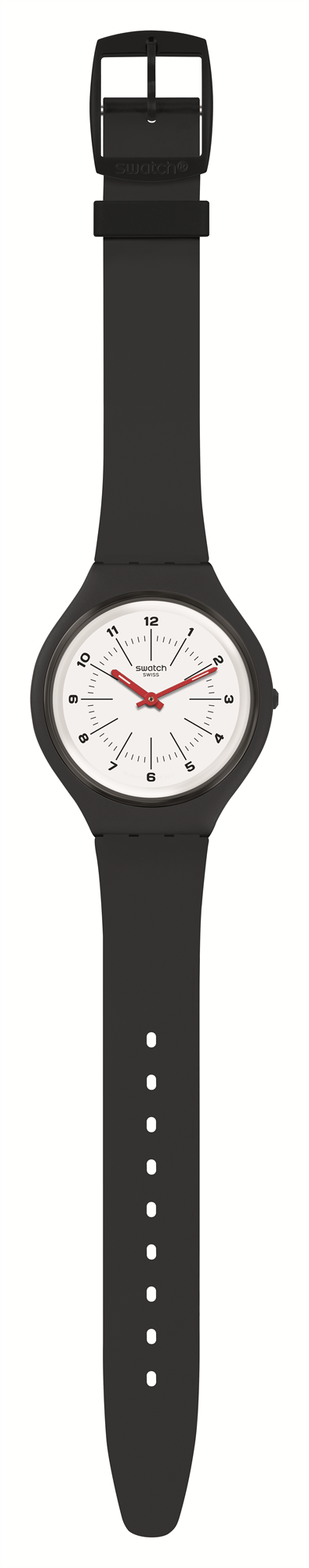 Swatch Skinwheel Kunststoffgehäuse graues Silikonarmband weißes Zifferblatt Uhr SVUM104
