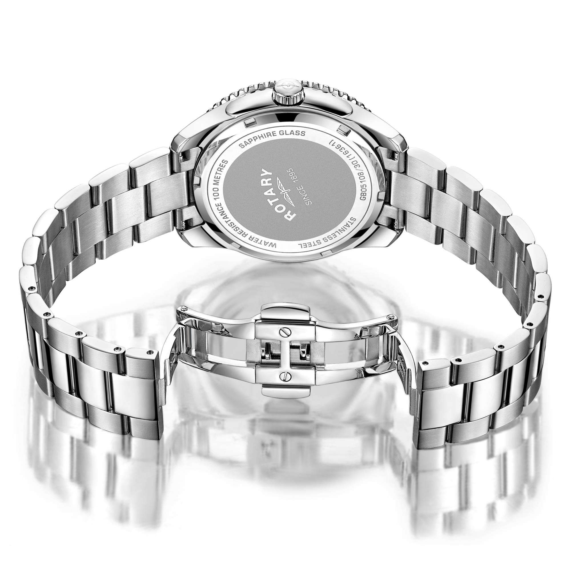 Rotary GMT Henley Edelstahl 'Pepsi Zifferblatt' Herren Uhr GB05108/30