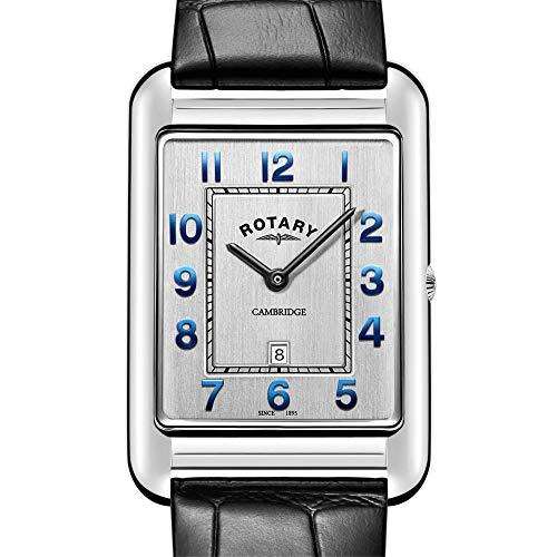 Rotary Cambridge Rechteckzifferblatt Schwarzes Lederarmband Herren Uhr GS05280/70