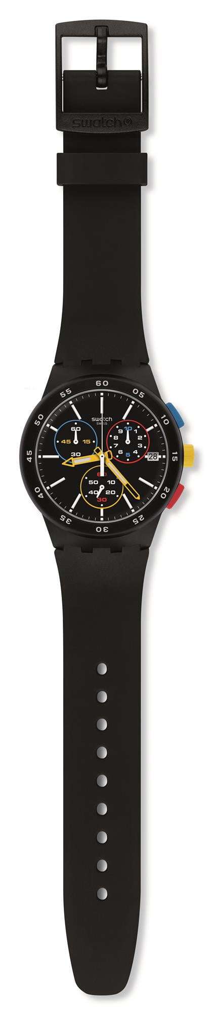 Swatch Bau Black-One Silikonarmband Quarz Chronograph Herren Uhr SUSB416 42mm