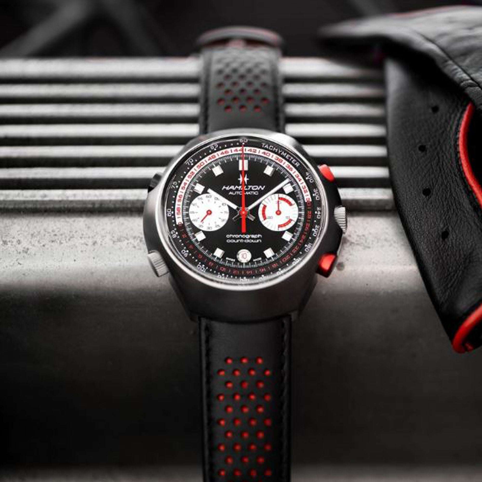 Hamilton American Classic 48mm Chrono-Matic 50 Limited Edition Schwarzes Zifferblatt Leder Herren Automatik Uhr H51616731