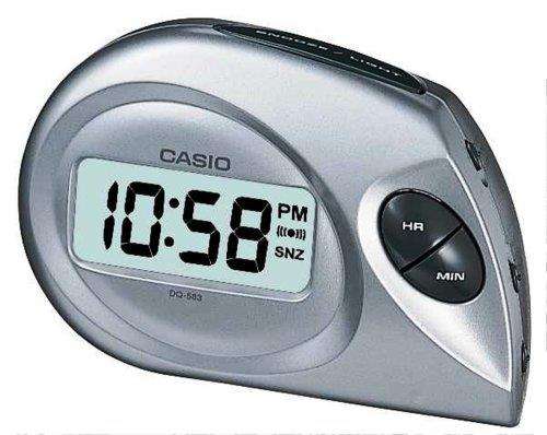 Casio Bedside Quartz Digital LCD Dial Silver Plastic Alarm Clock DQ-583-8EF