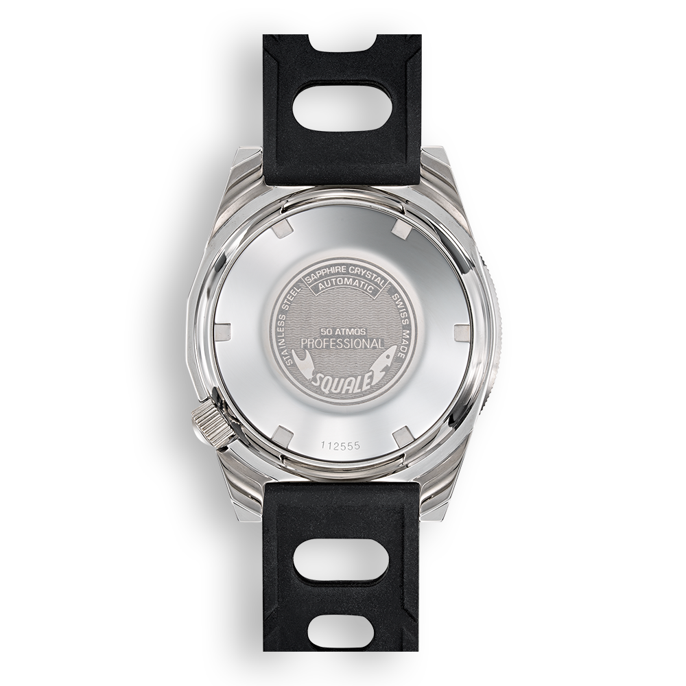 Squale 1521 Classic Automatik Schwarzes Zifferblatt Schwarzes Gummiarmband Herren Uhr 1521CL.NT