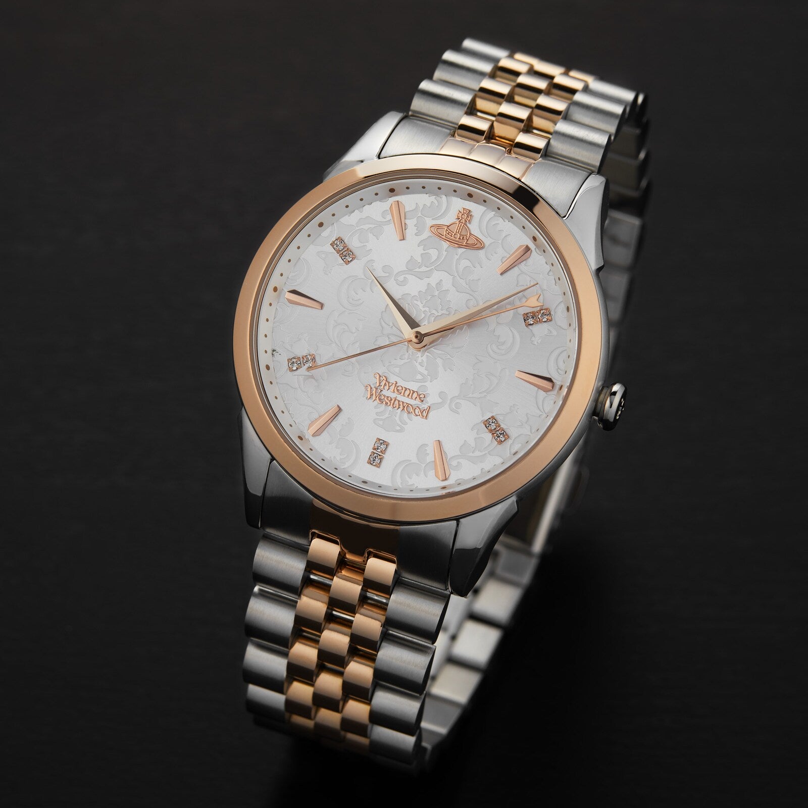 Vivienne Westwood Wallace Quarz Silbernes Zifferblatt Stahlarmband Damenarmbanduhr VV208RSSL