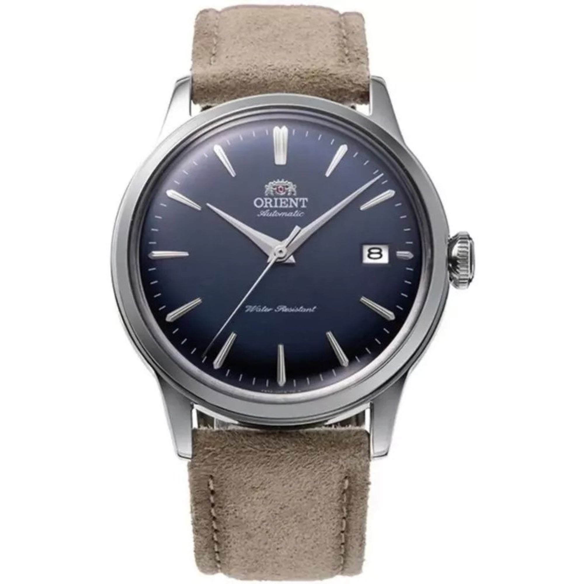 Orient Bambino 38mm Blue Dial automatic watch RA-AC0M12L30B front view
