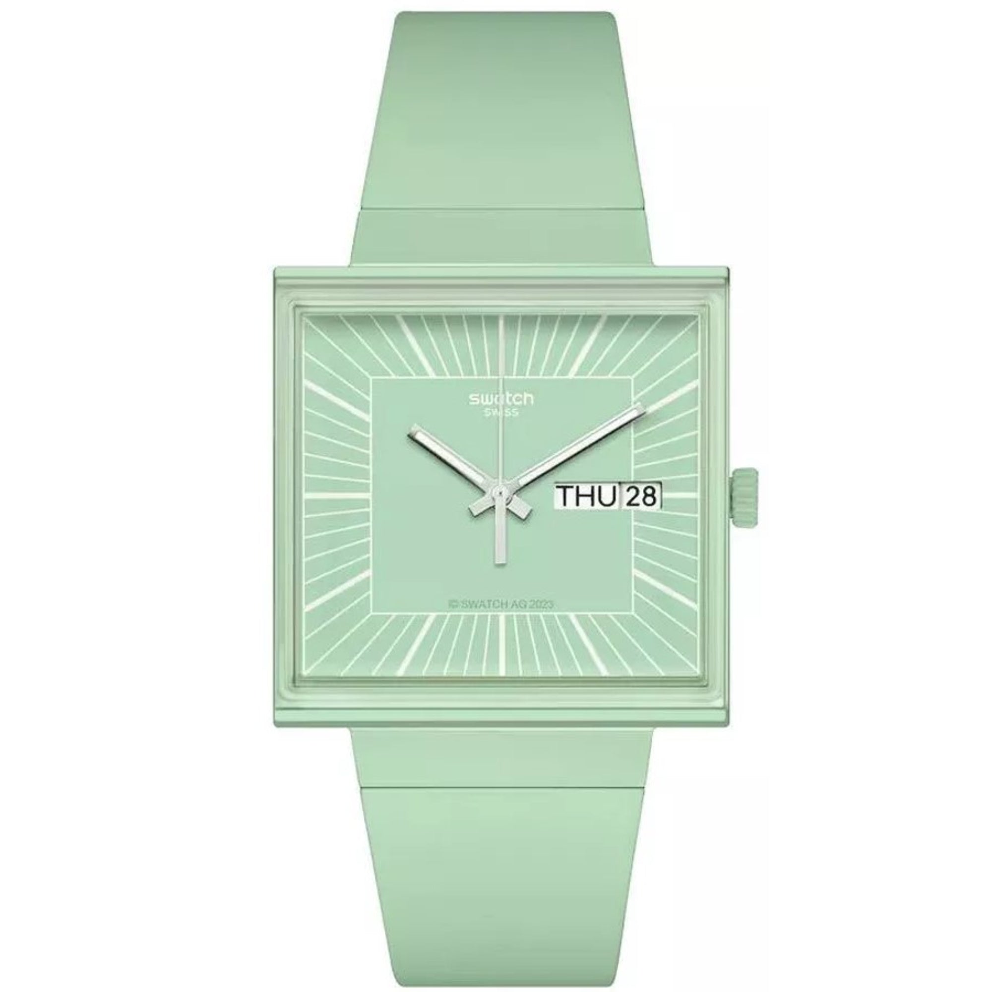 Swatch WHAT IF…MINT? Quartz Green Dial Bioceramic Strap Unisex Watch SO34G701