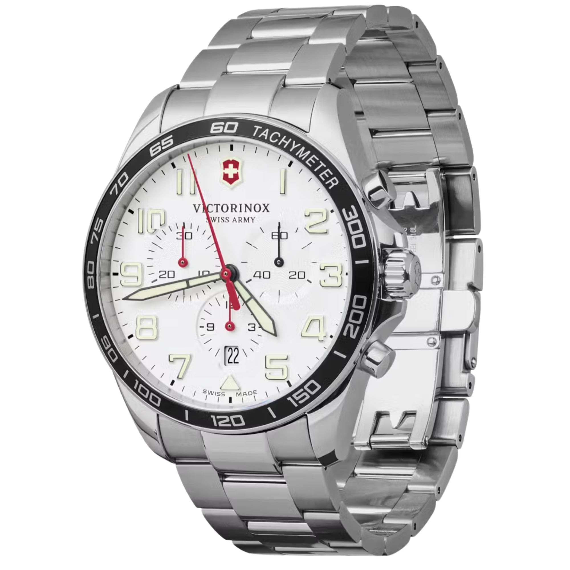 Victorinox Fieldforce 42mm Chronograph White Dial Steel Mens Quartz Watch 241856
