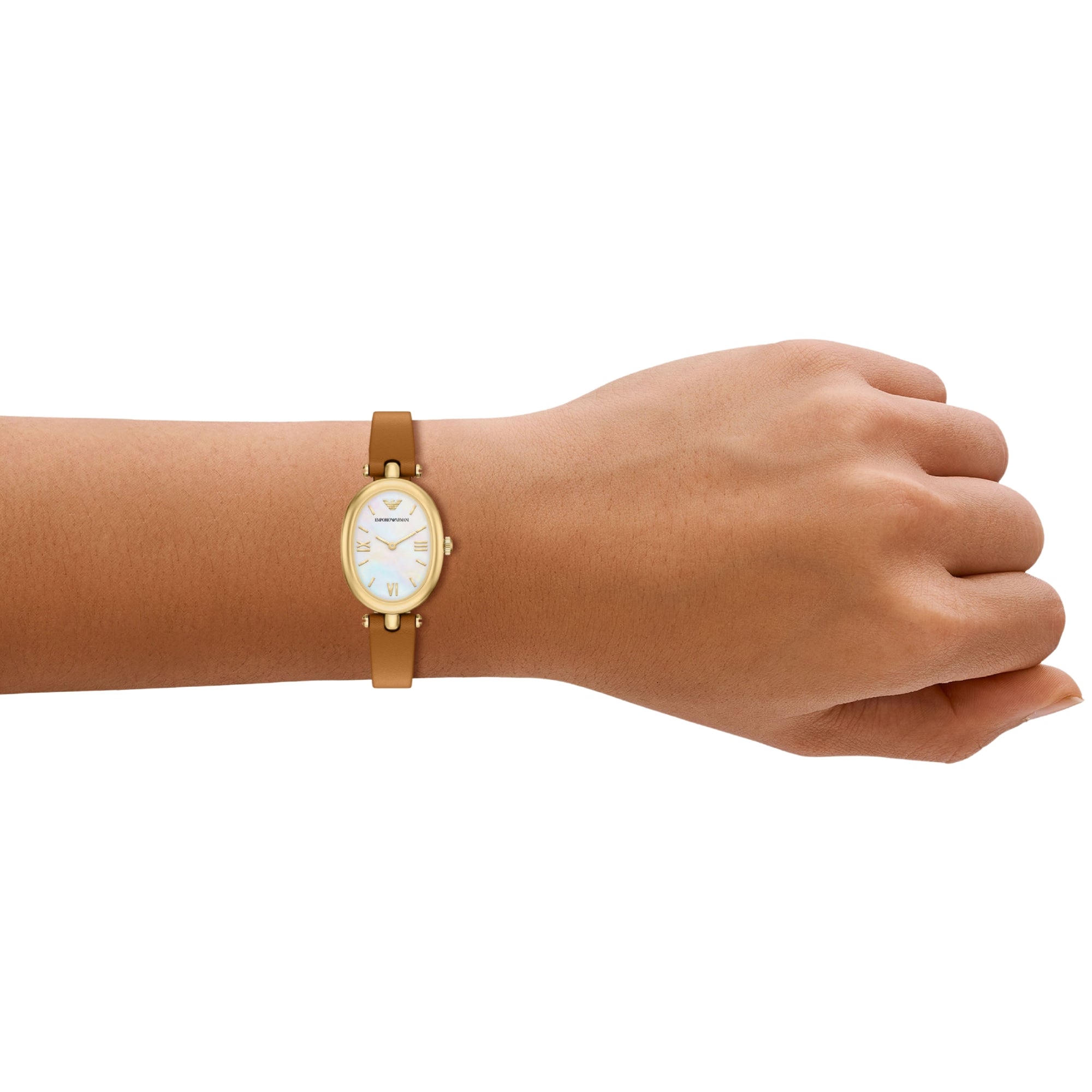 Emporio Armani Sinfonia 28mm White Mother of Pearl Dial Leather Ladies Quartz Watch AR11780