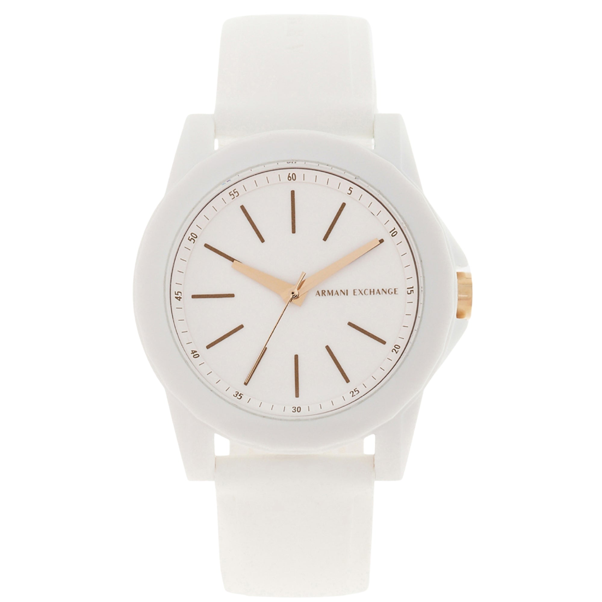Armani Exchange Banks 40mm White Dial Silicone Ladies Quartz Watch AX7126