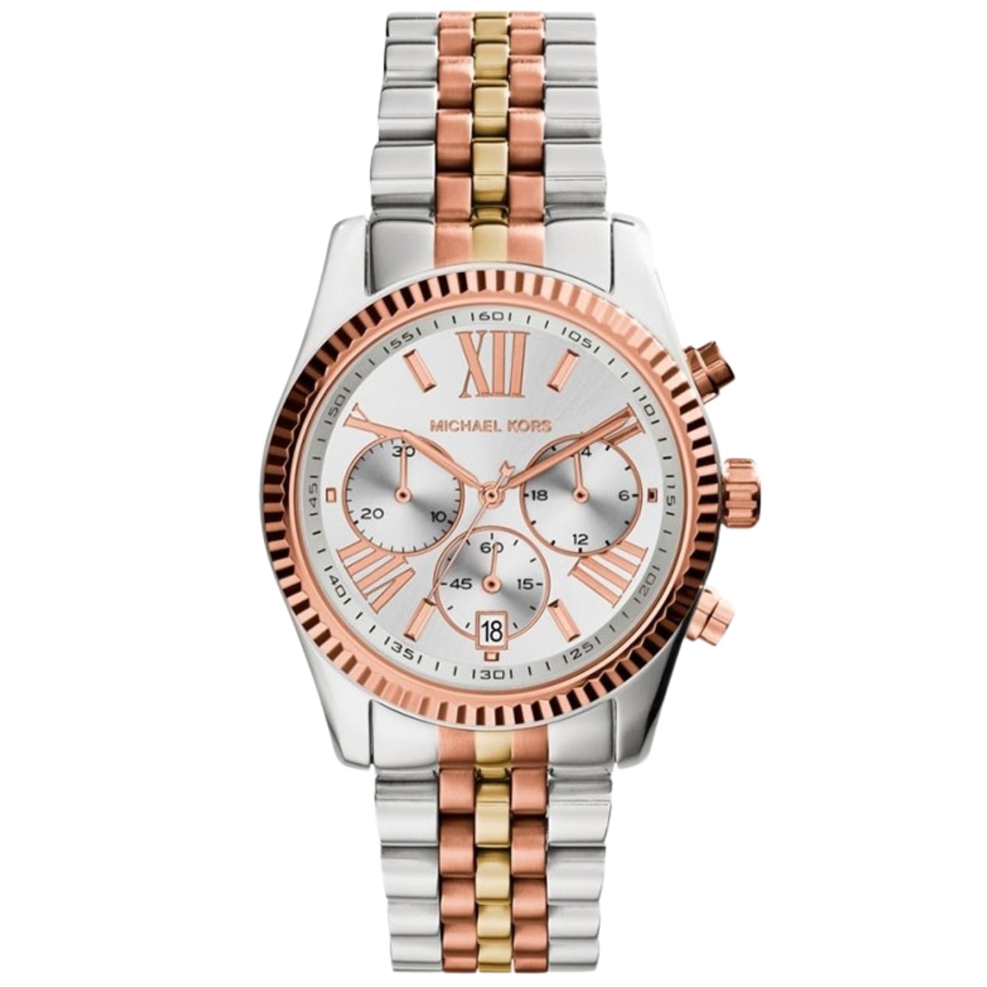Michael Kors Lexington 38mm Chronograph Silver Dial Steel Ladies Quartz Watch MK5735