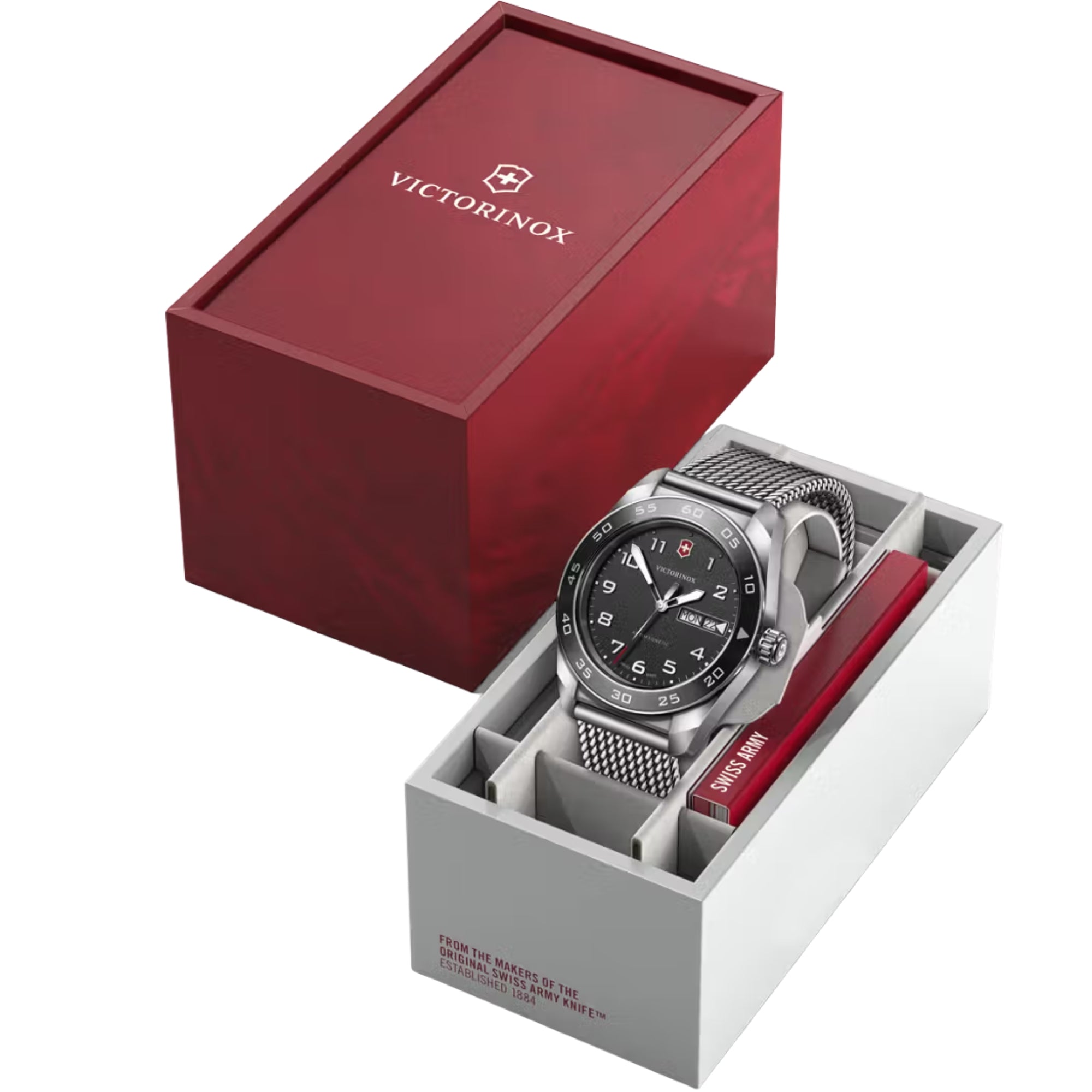 Victorinox Swiss Army 42mm Schwarzes Zifferblatt Stahl Herren Quarz Uhr 242043