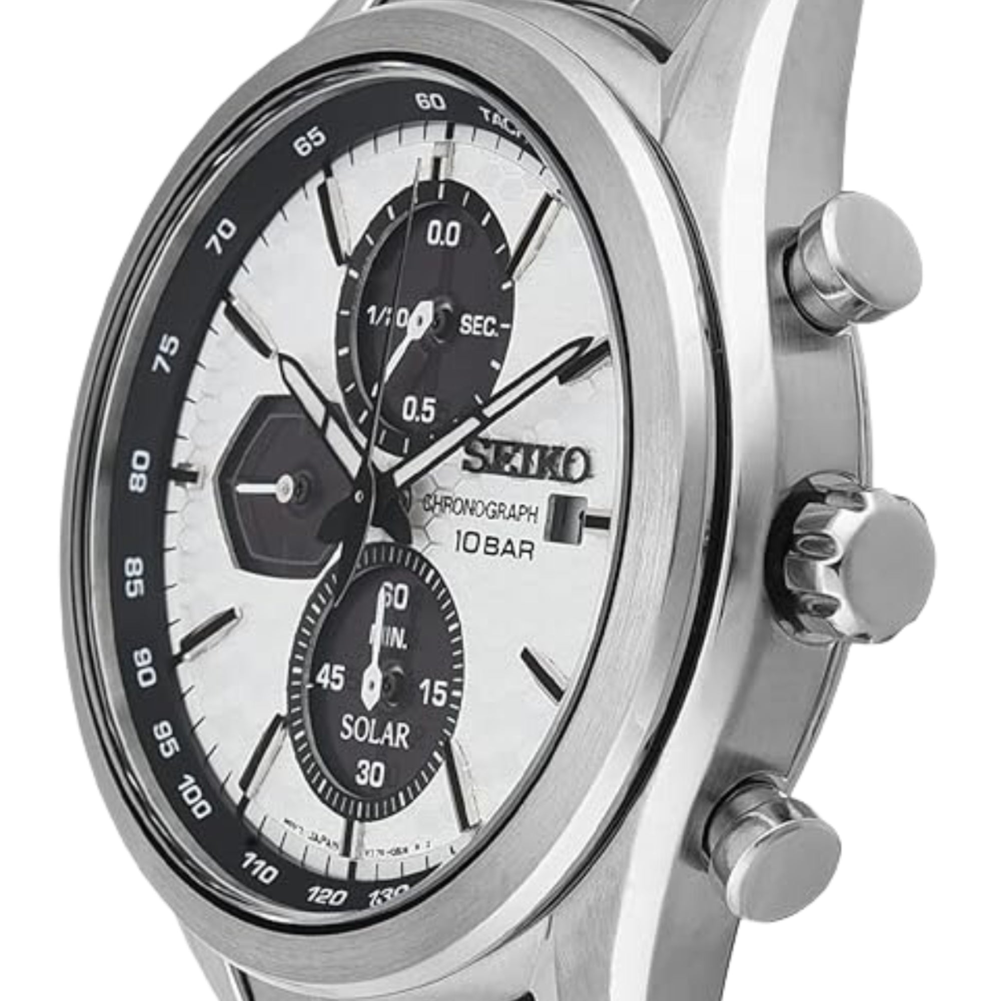 Seiko Conceptual SSC769P1 stainless steel case and chronograph pushers detail