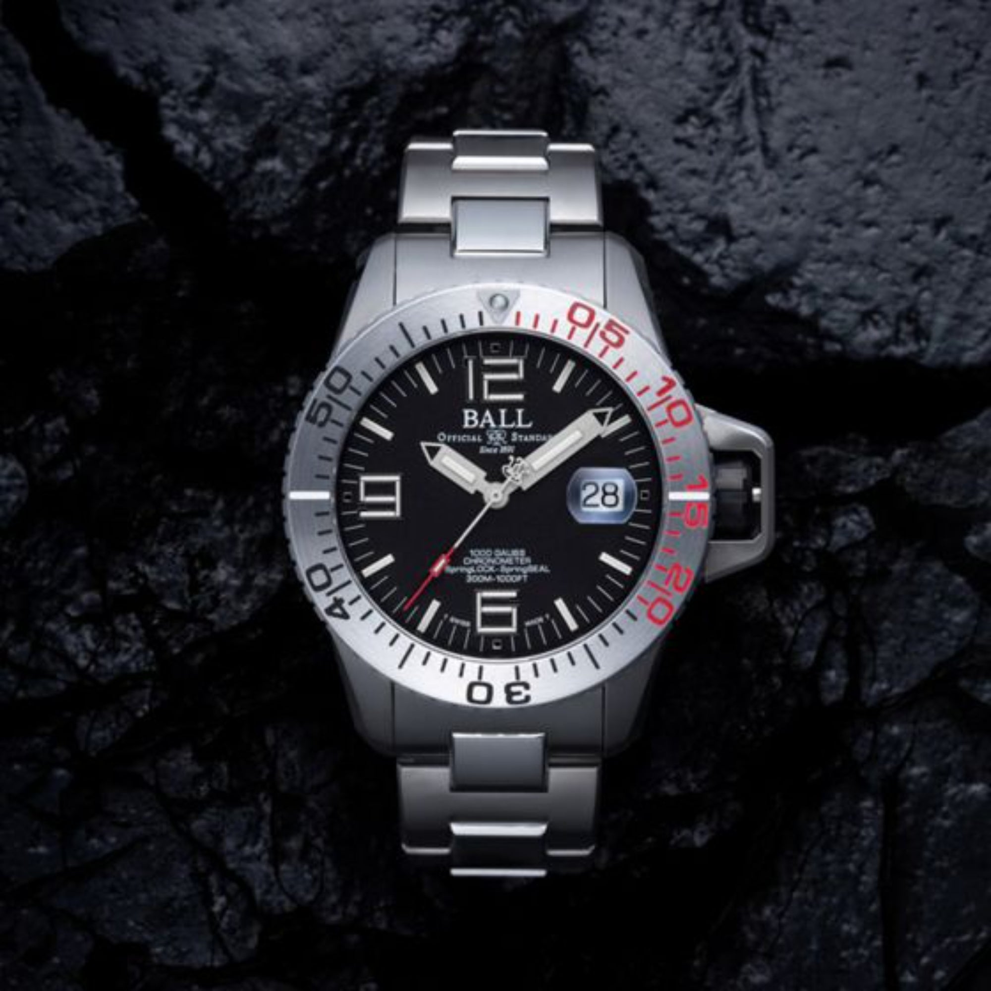 Ball Engineer Hydrocarbon EOD Limited Edition Automatik Schwarzes Zifferblatt Titan/Edelstahlarmband Herren Uhr DM3200A-S1C-BK