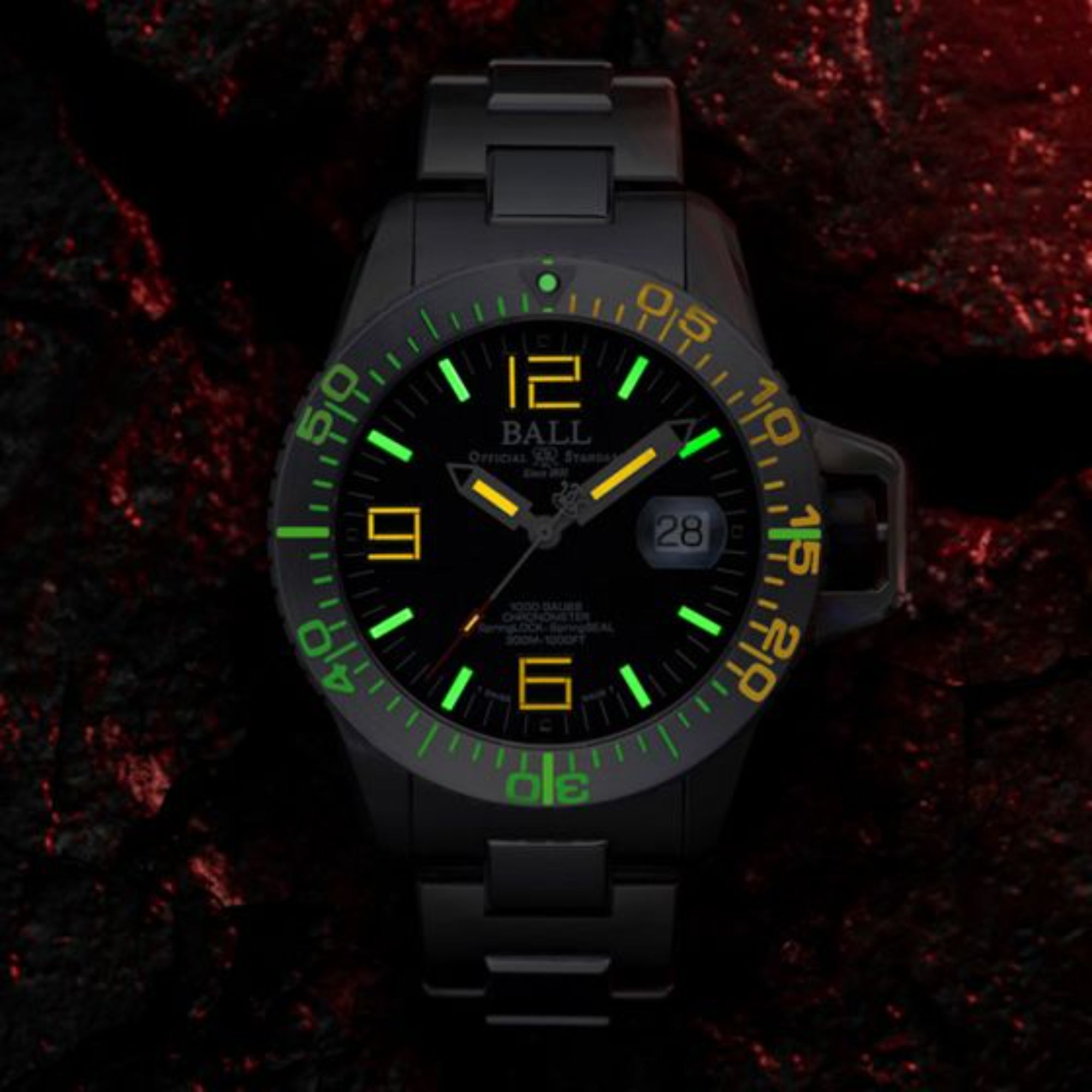 Ball Engineer Hydrocarbon EOD Limited Edition Automatik Schwarzes Zifferblatt Titan/Edelstahlarmband Herren Uhr DM3200A-S1C-BK