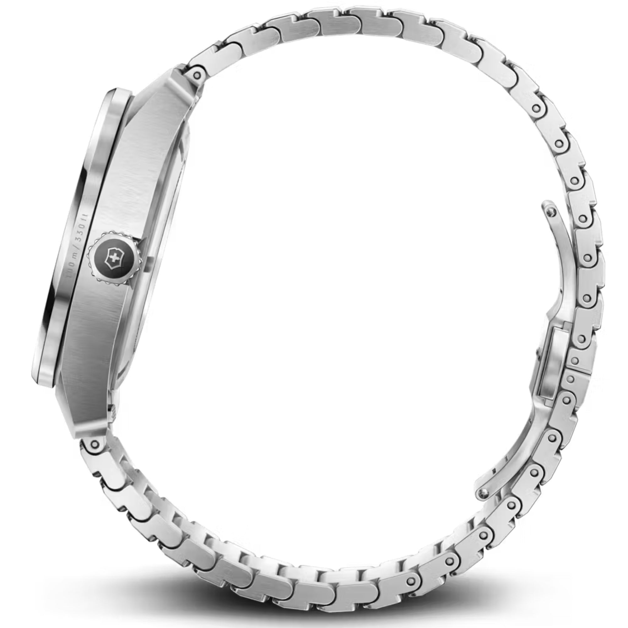Victorinox 242059 stainless steel bracelet and deployant clasp detail side profile