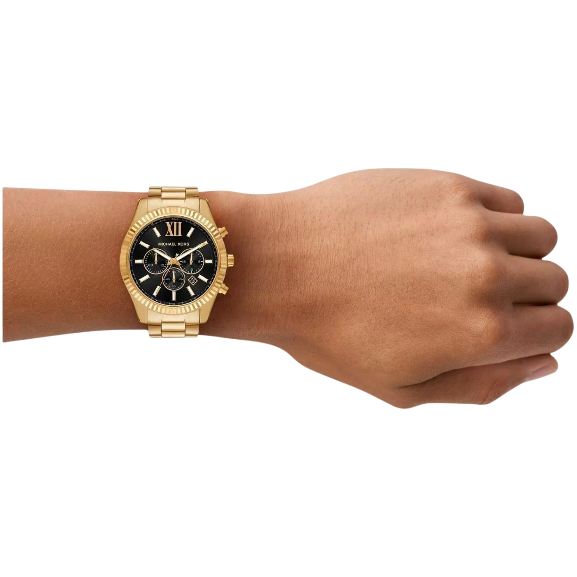 Michael Kors Lexington 44mm Chronograph Black Dial Steel Mens Quartz Watch MK9245SET
