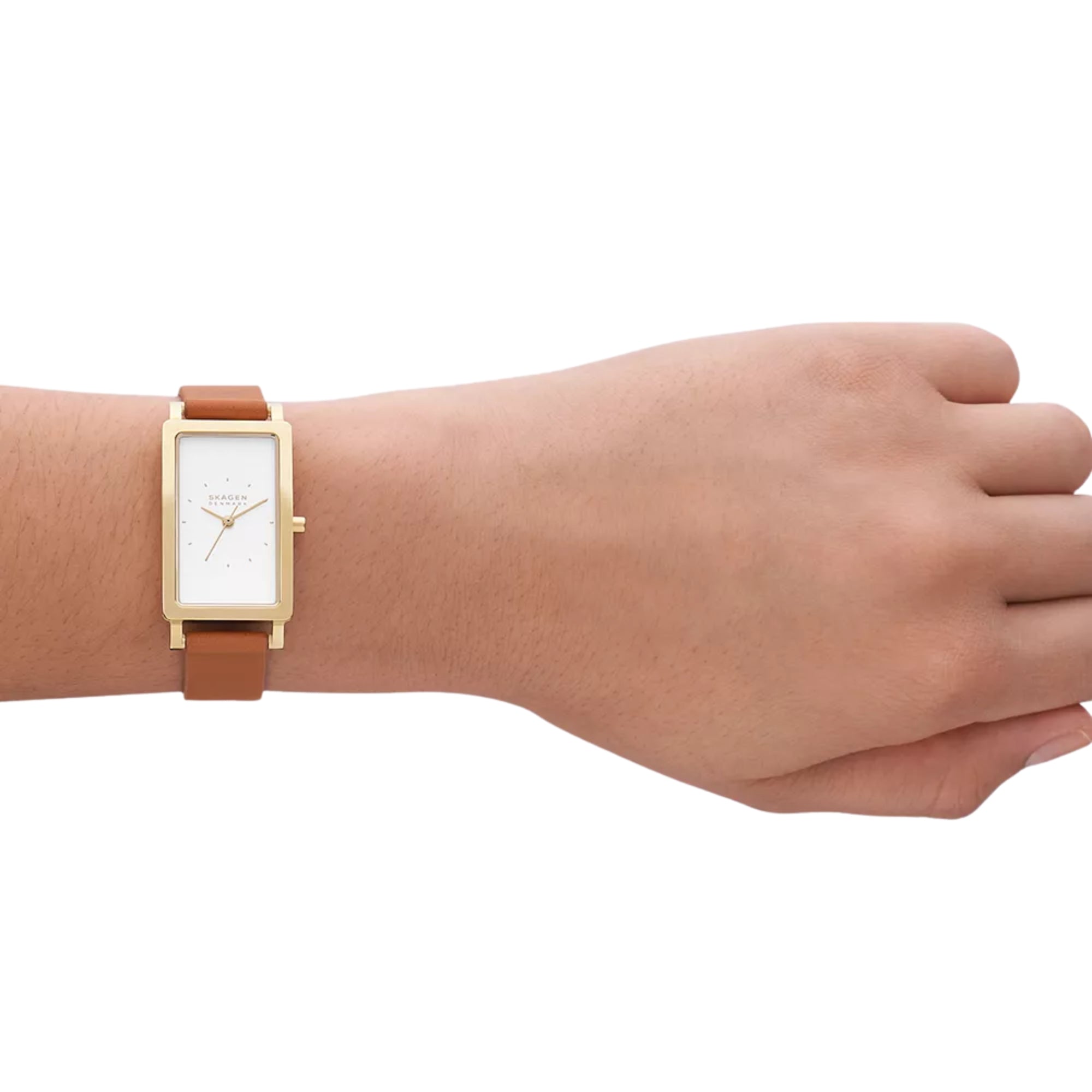 Skagen Hagen 22mm Weißes Zifferblatt Leder Damen Quarz Uhr SKW3097