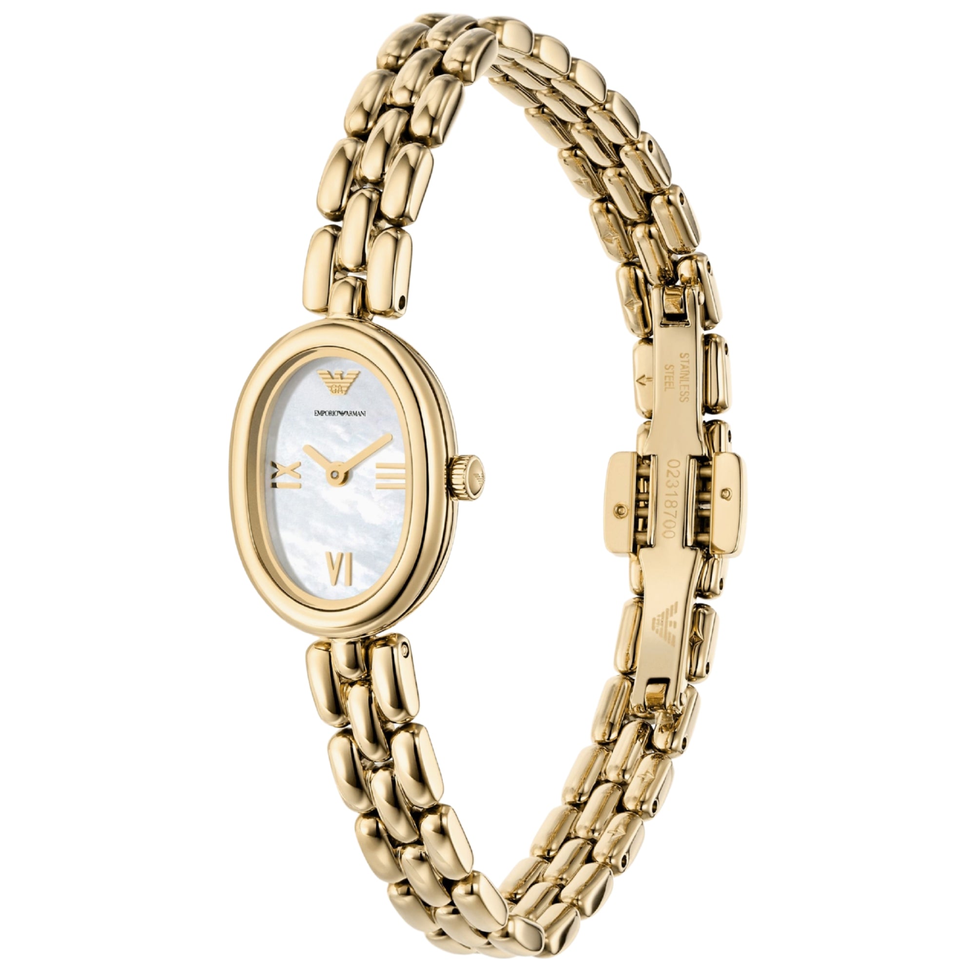 Emporio Armani Sinfonia 24mm weiße Zifferblatt Stahl Damen Quarz Uhr AR11721