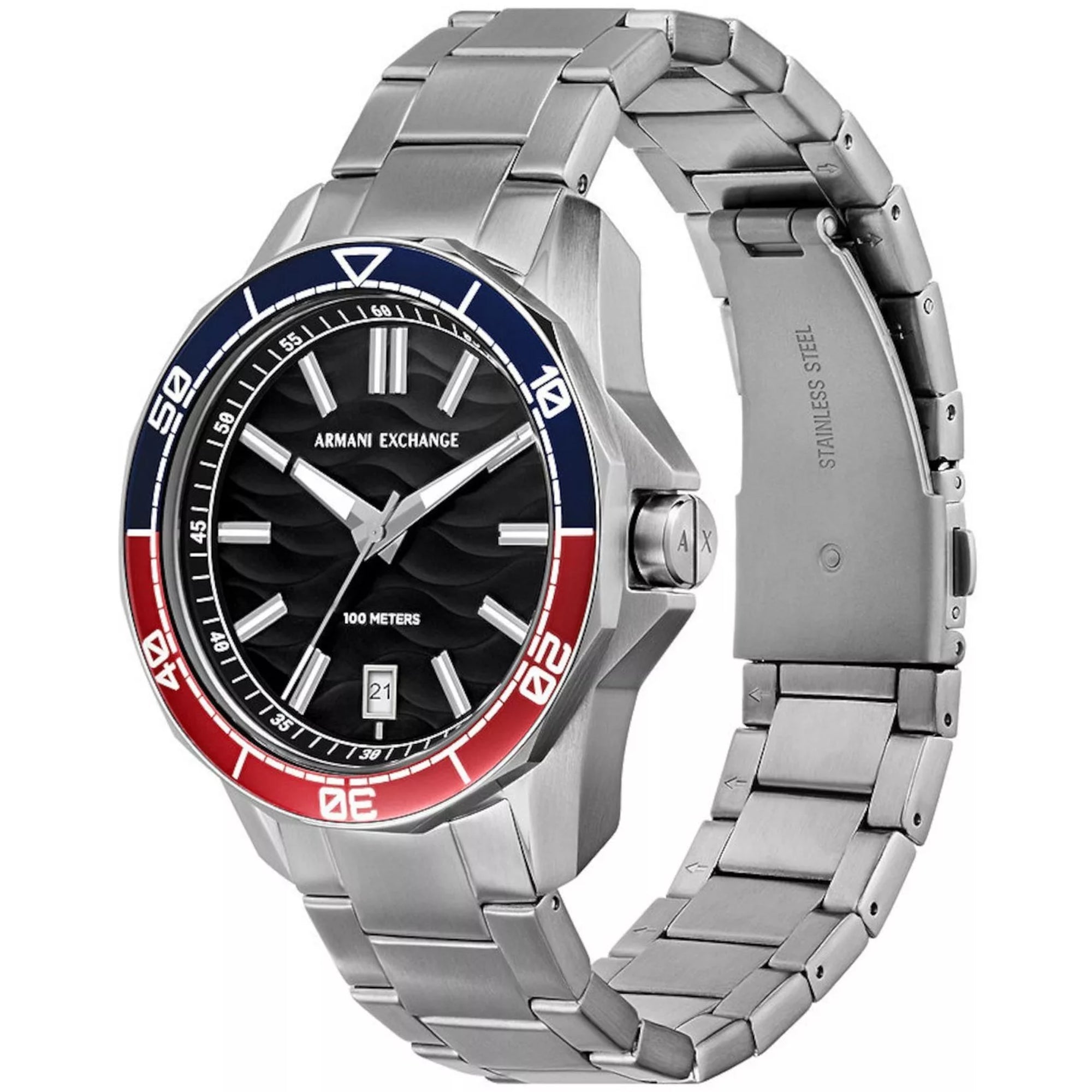 Armani Exchange Spencer 44mm Black Dial Steel Mens Quartz Watch AX1955