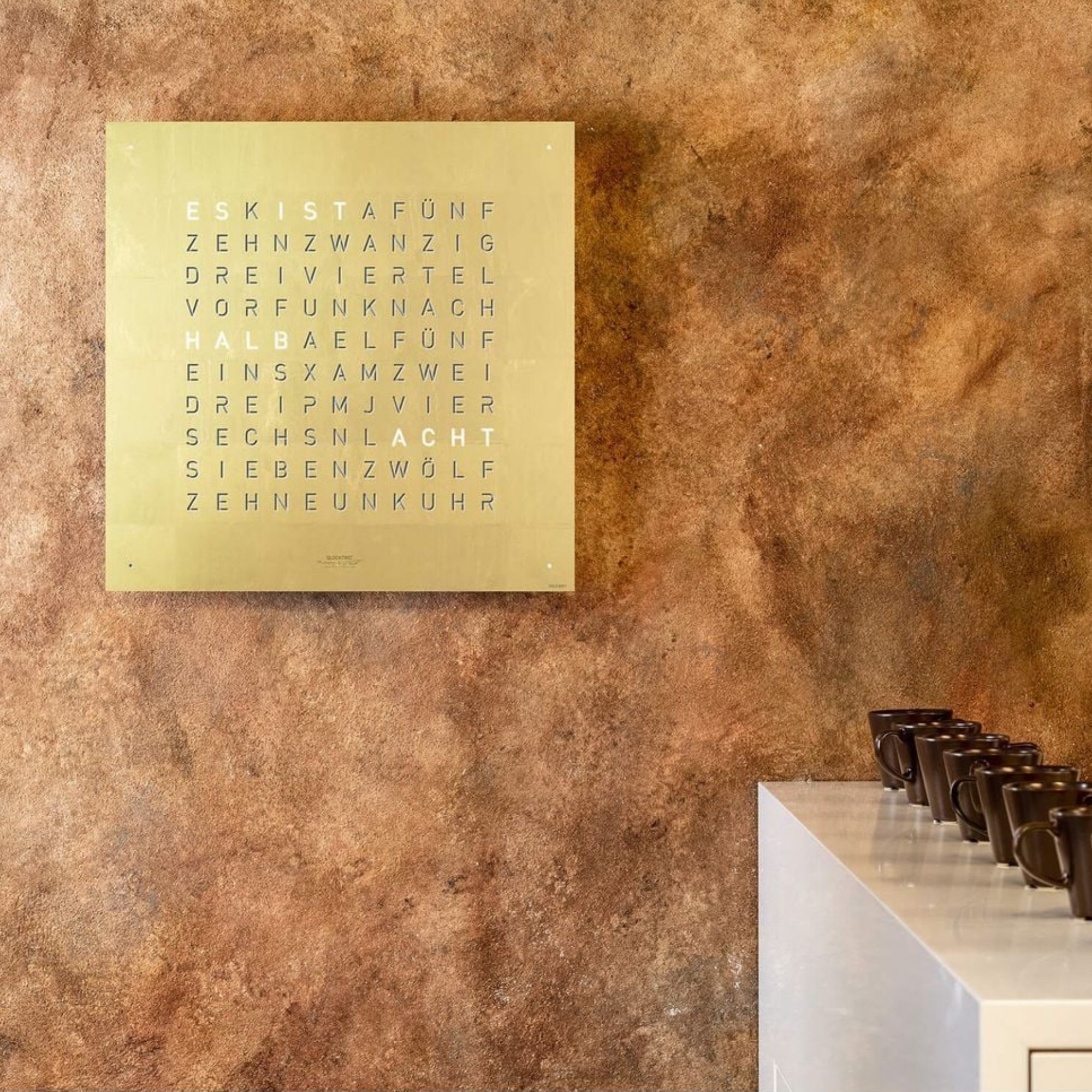 QLOCKTWO Earth 45 Creators Edition Gold English Wall Clock QT4ENGD-UK