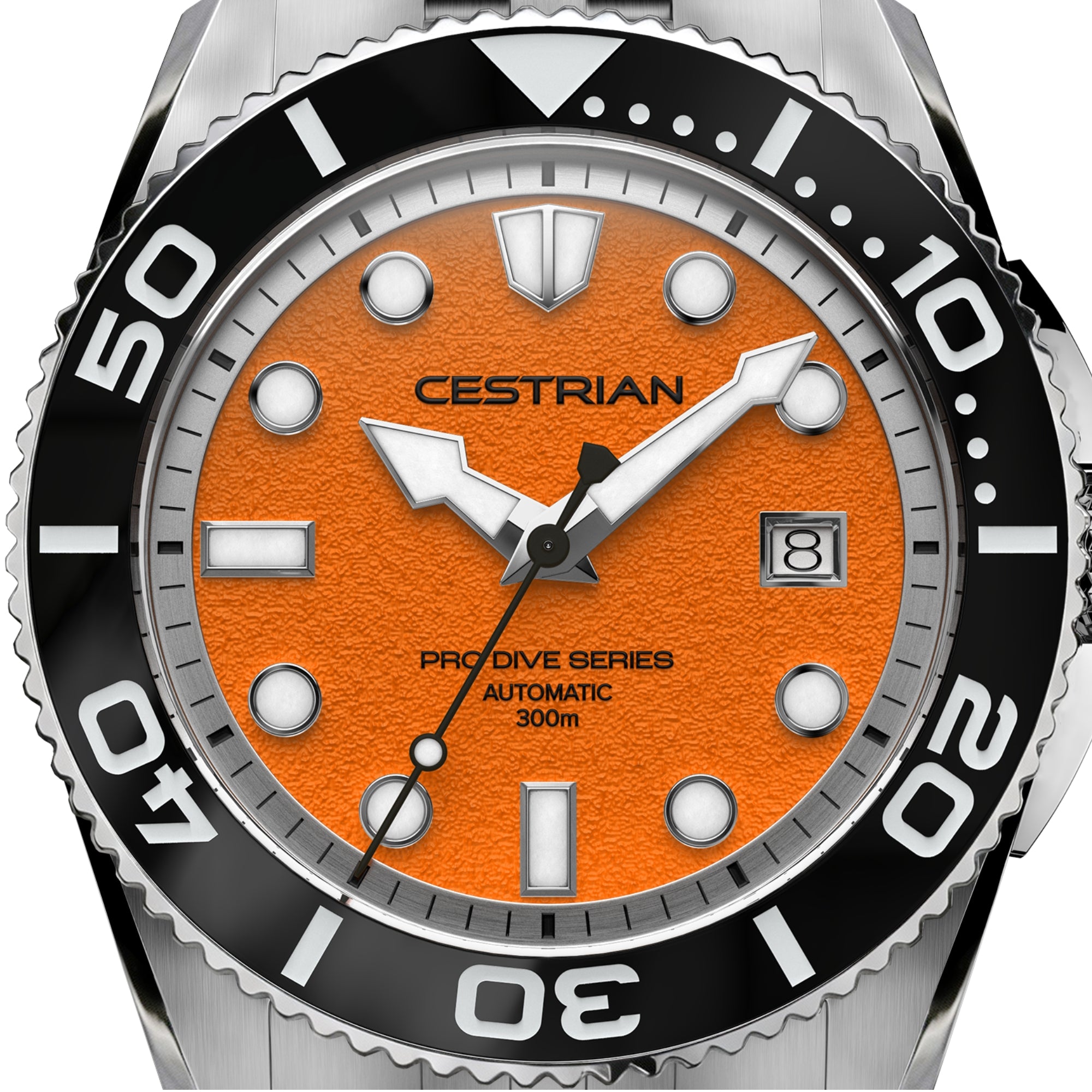 Cestrian Pro Dive Series Orange Dial Steel Bracelet Automatic 300m Men's Watch CP-ORB001