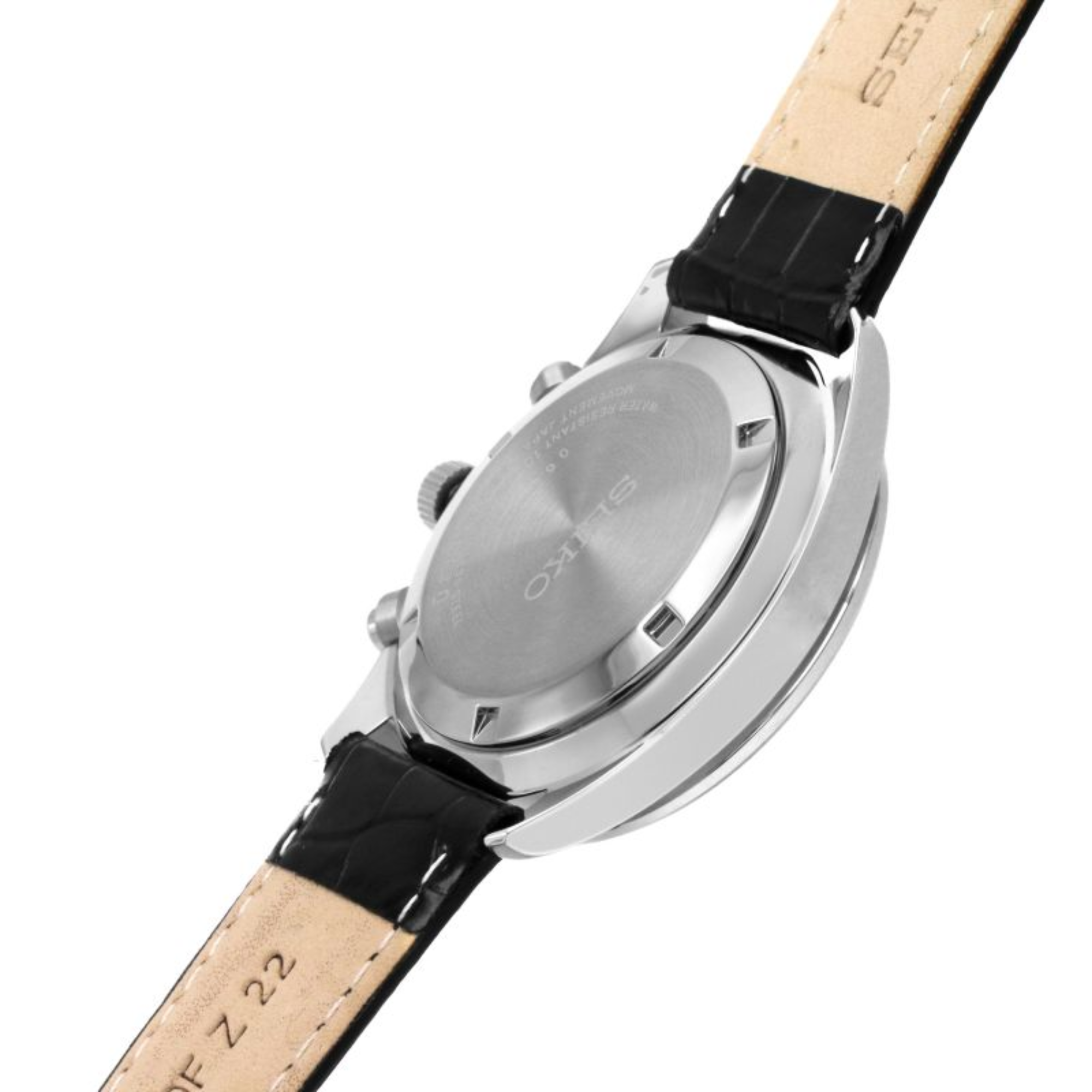Seiko Essentials SSB383P1 41.5mm cream dial and black leather strap side profile
