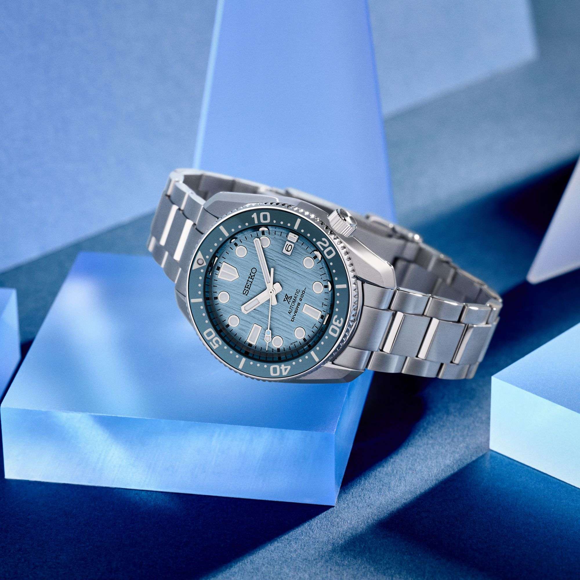 Seiko Prospex Glacier Save The Ocean 1968 Neuinterpretation Automatik Blaues Zifferblatt Edelstahlarmband Herren Uhr SPB299J1
