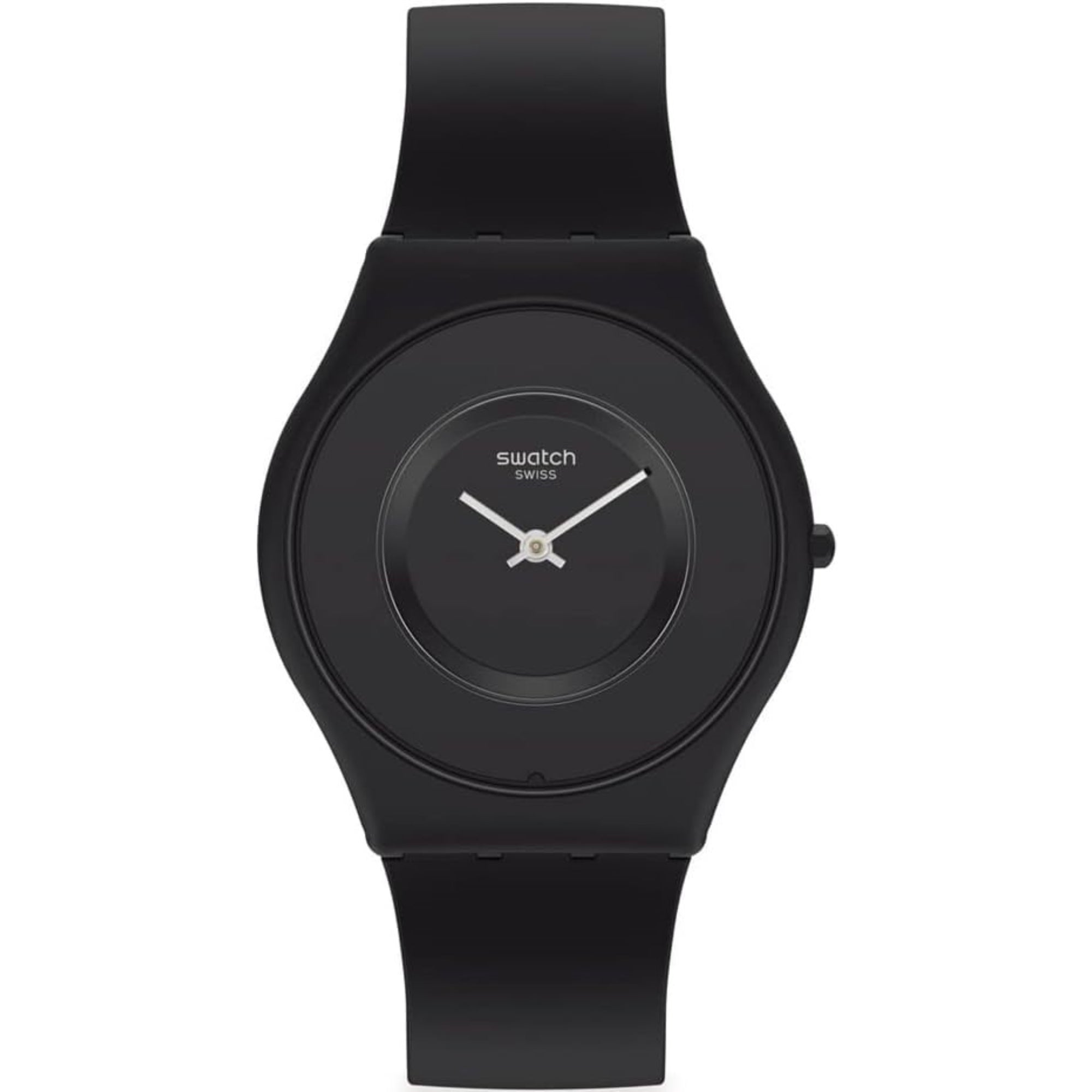 Skin Classic Caricia Negra Quarz Schwarzes Zifferblatt Schwarzes Silikonarmband Damen Uhr SS09B100