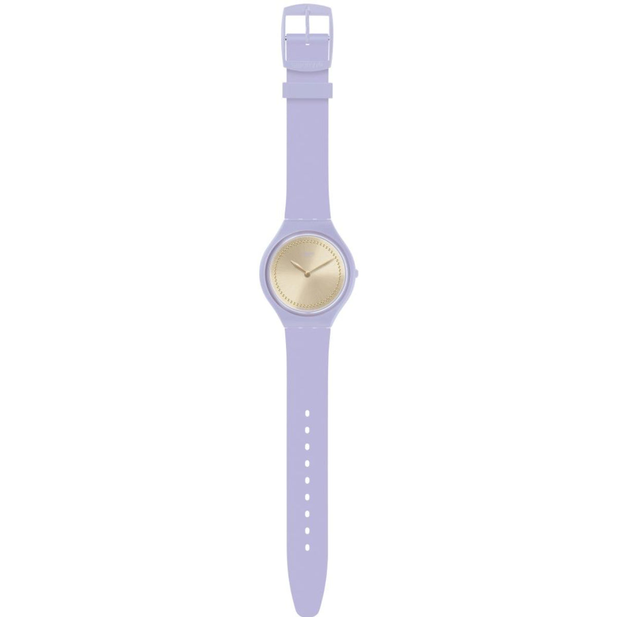 Swatch Skin Skinlavande Funkelndes Champagner Zifferblatt Silikonarmband Damen Uhr SVOV100