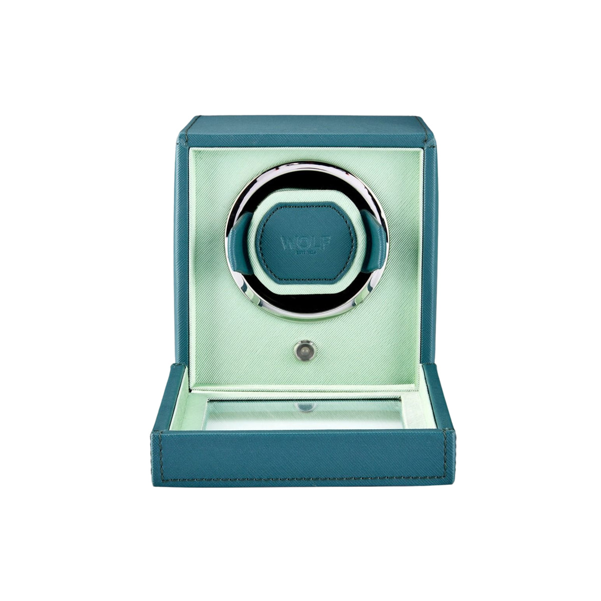 WOLF Cub Seltzer Teal Single Watch Winder with Cover 461140