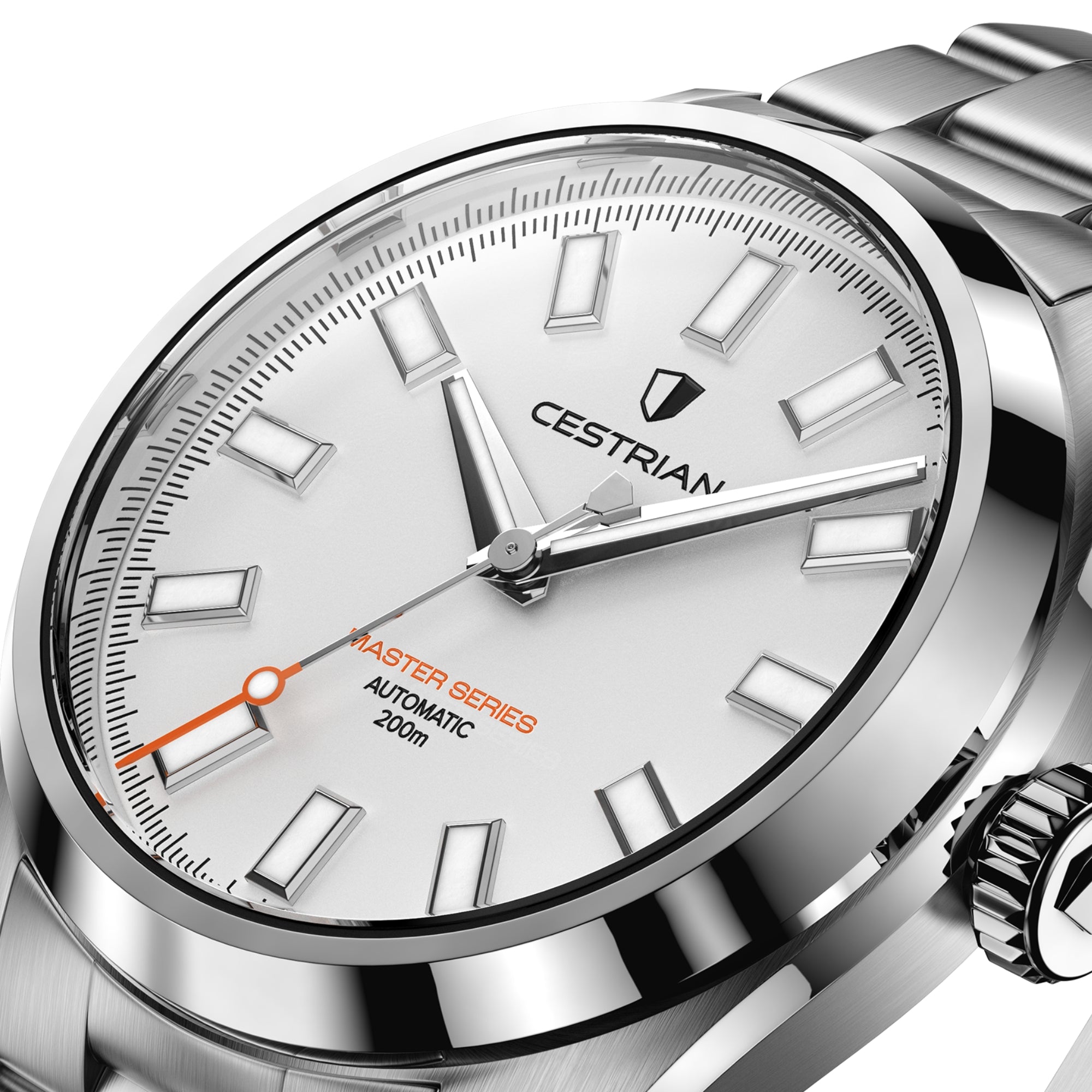 Cestrian Master Series V3 White Dial Steel Bracelet Automatic Men's Watch CM-WT001