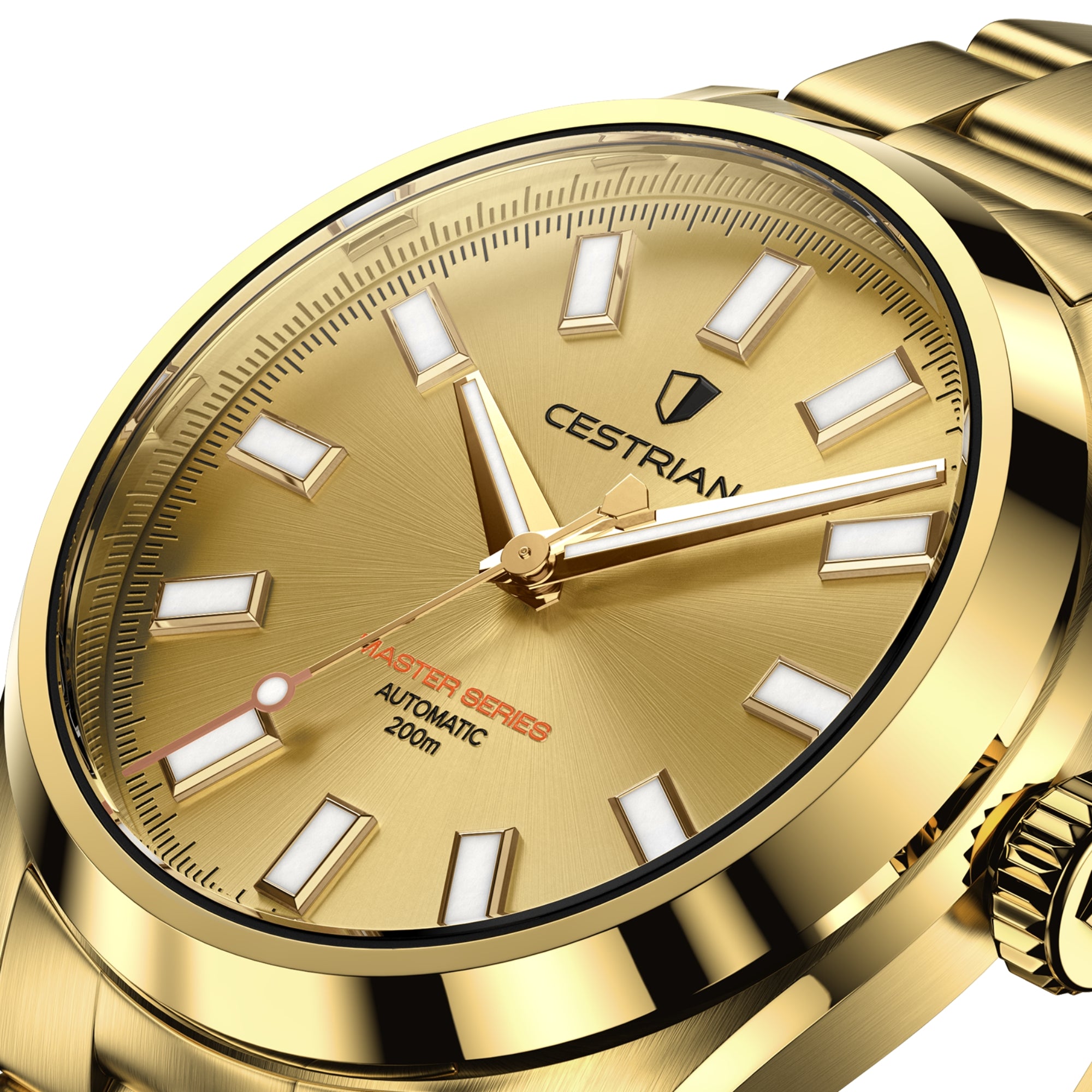 Cestrian Master Series V3 Gold Dial Gold Plated Bracelet Automatic Men's Watch CM-GD011