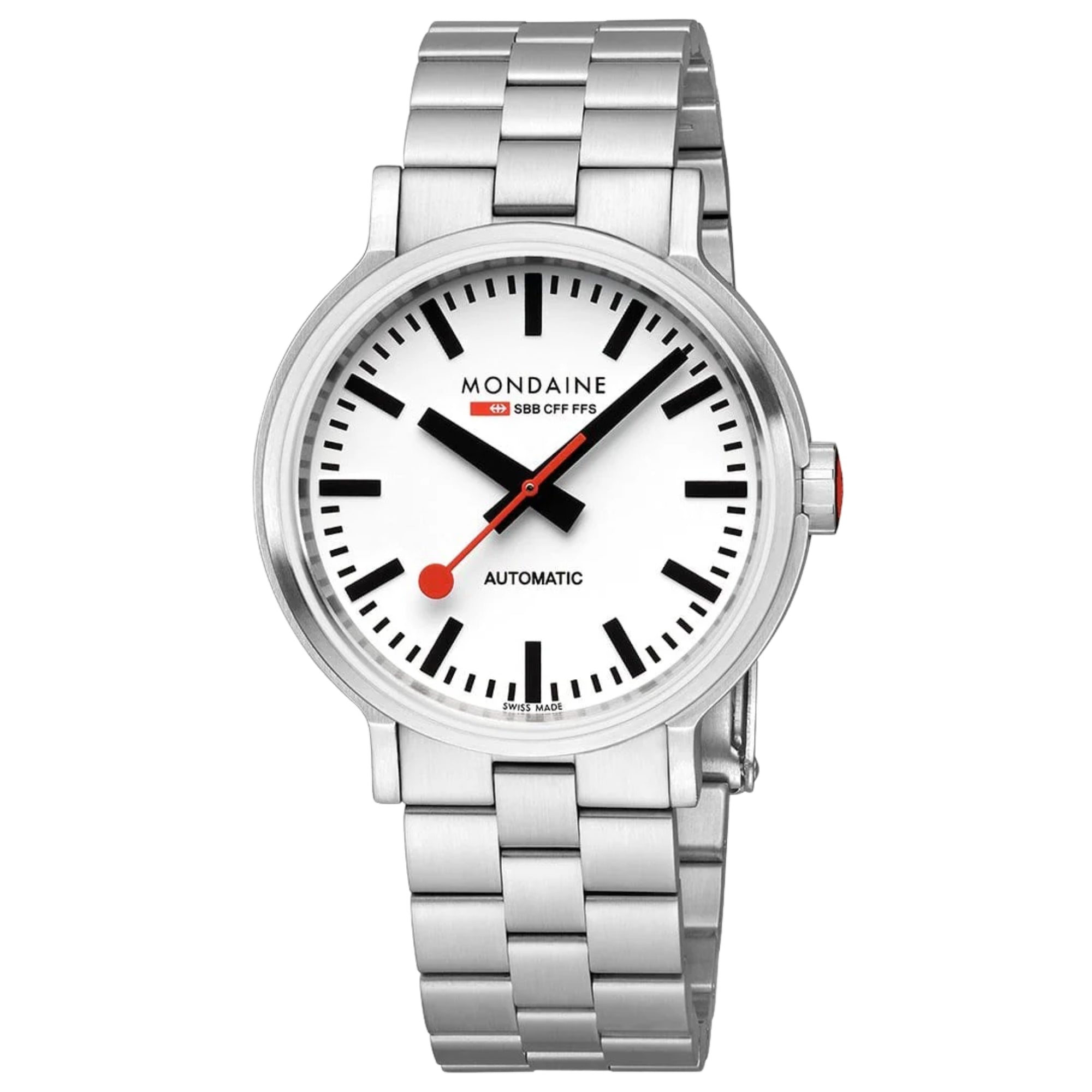 Mondaine Backlight 41mm White Dial Steel Mens Automatic Watch MST.4161B.SJ