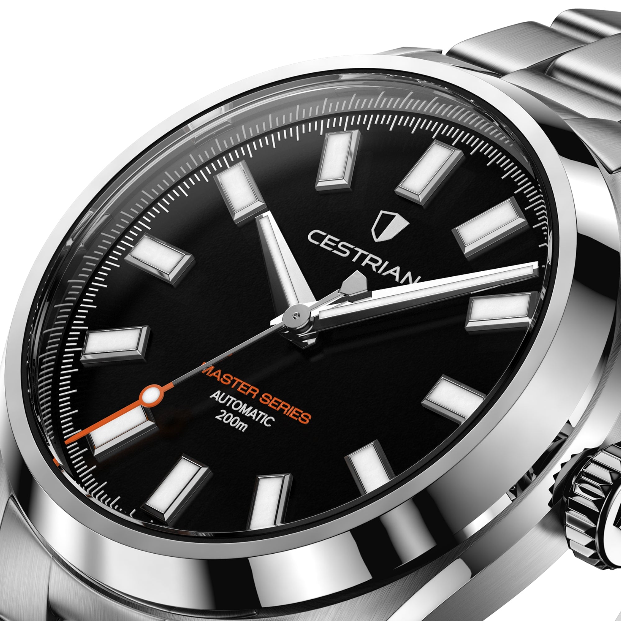 Cestrian Master Series V3 Black Dial Steel Bracelet Automatic Men's Watch CM-BK001