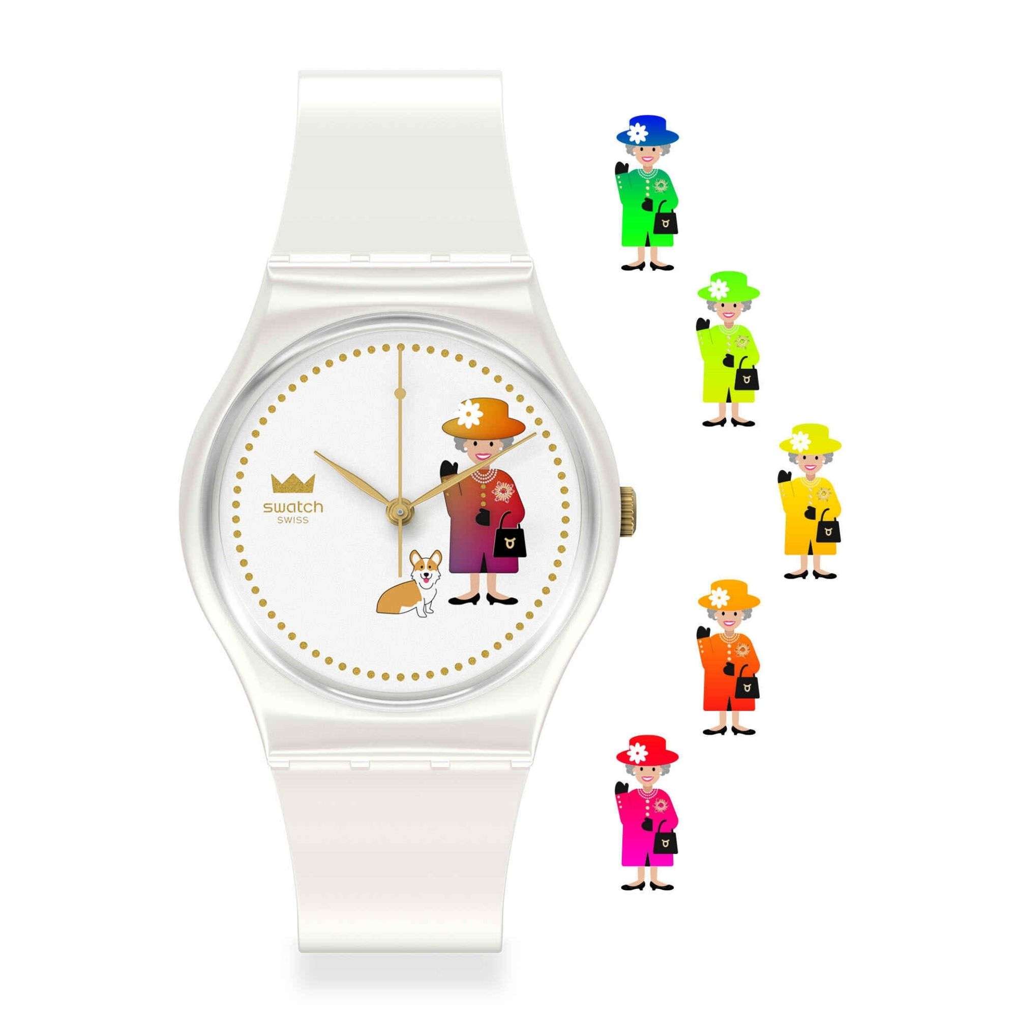 Swatch How Majestic Queen White Dial White Silicone Strap Watch GZ711