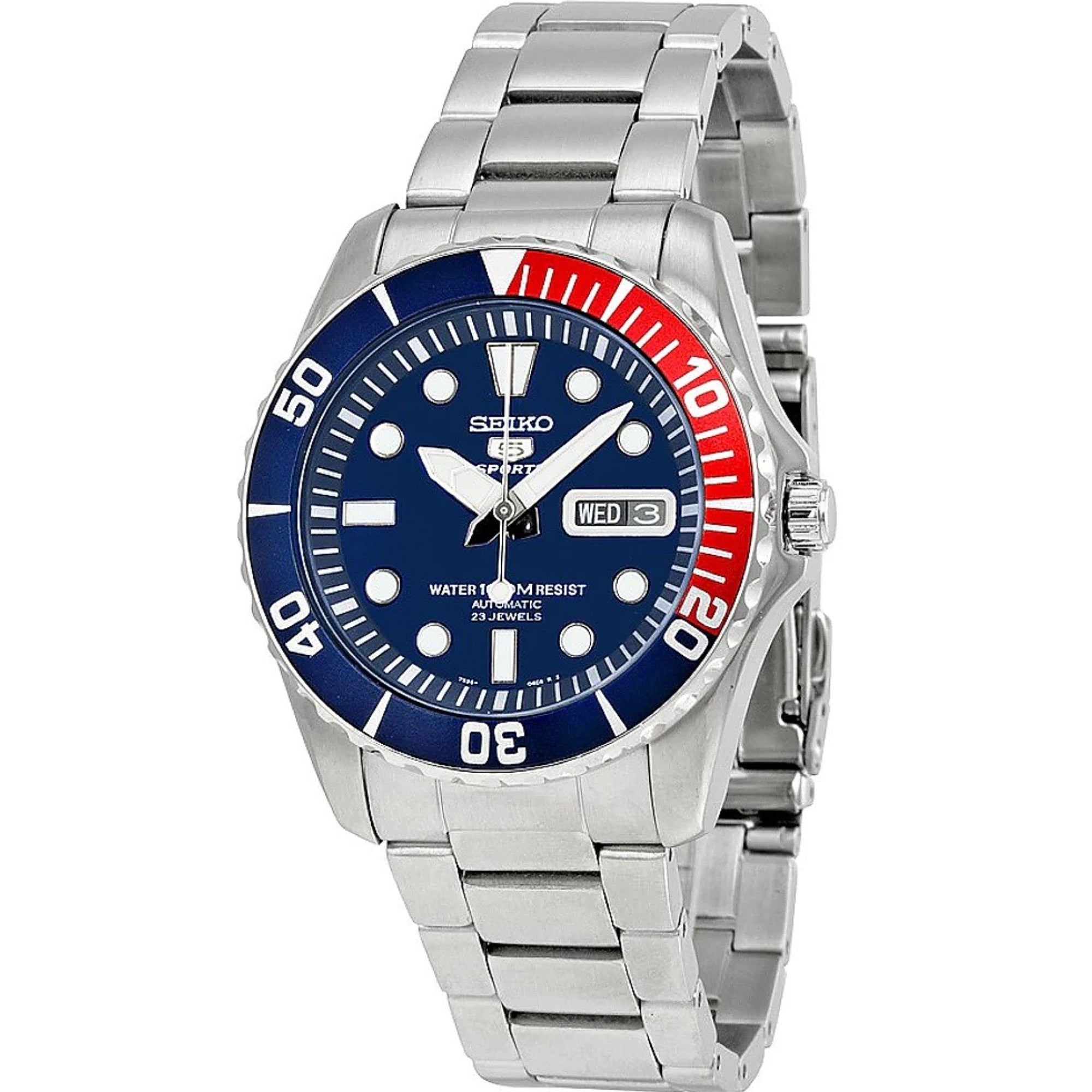 Seiko 5 Sports Automatic Sea Urchin Pepsi Dial Men's Watch SNZF15K1 - WatchNation