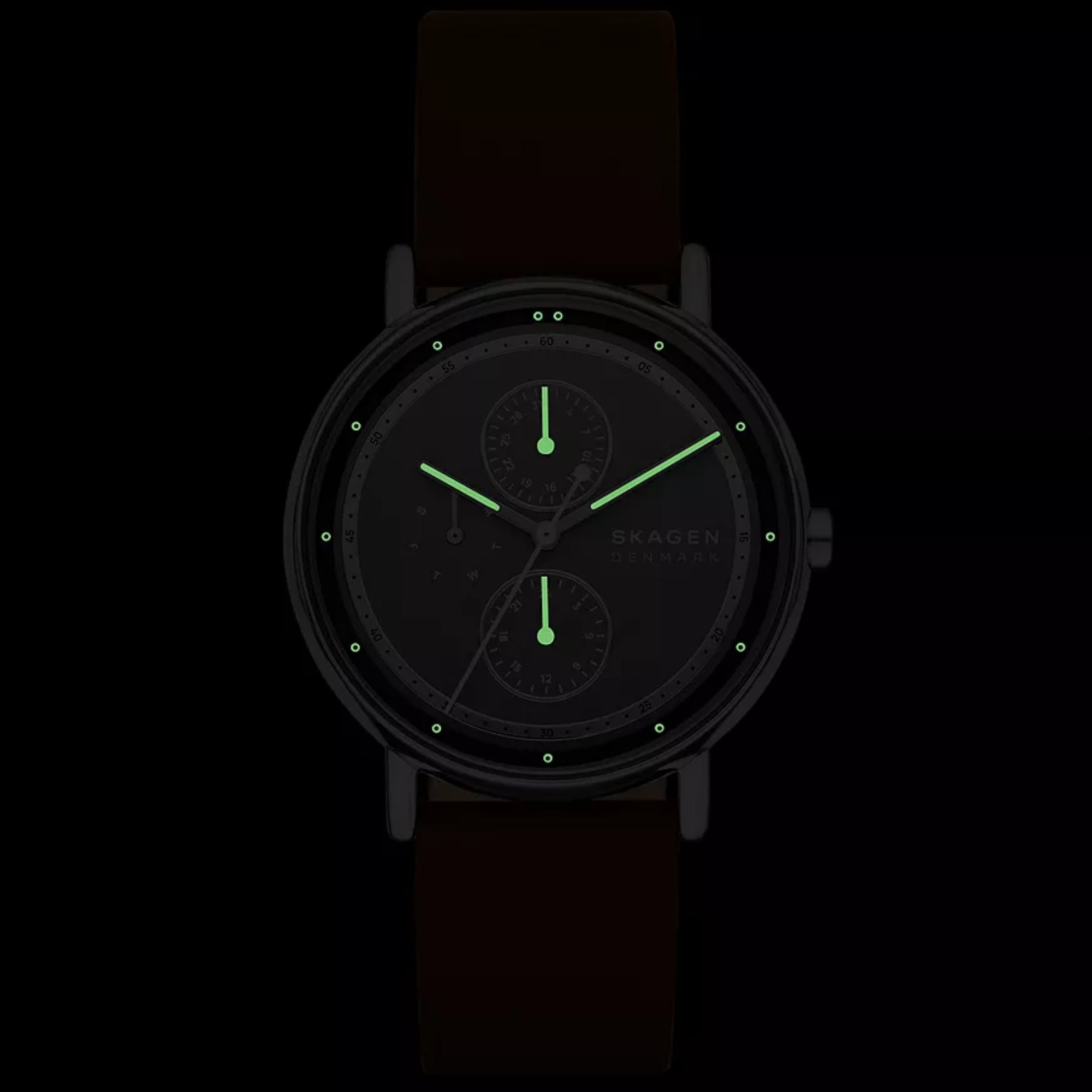 Skagen Signatur 40mm Chronograph Grey Dial Leather Mens Quartz Watch SKW6941