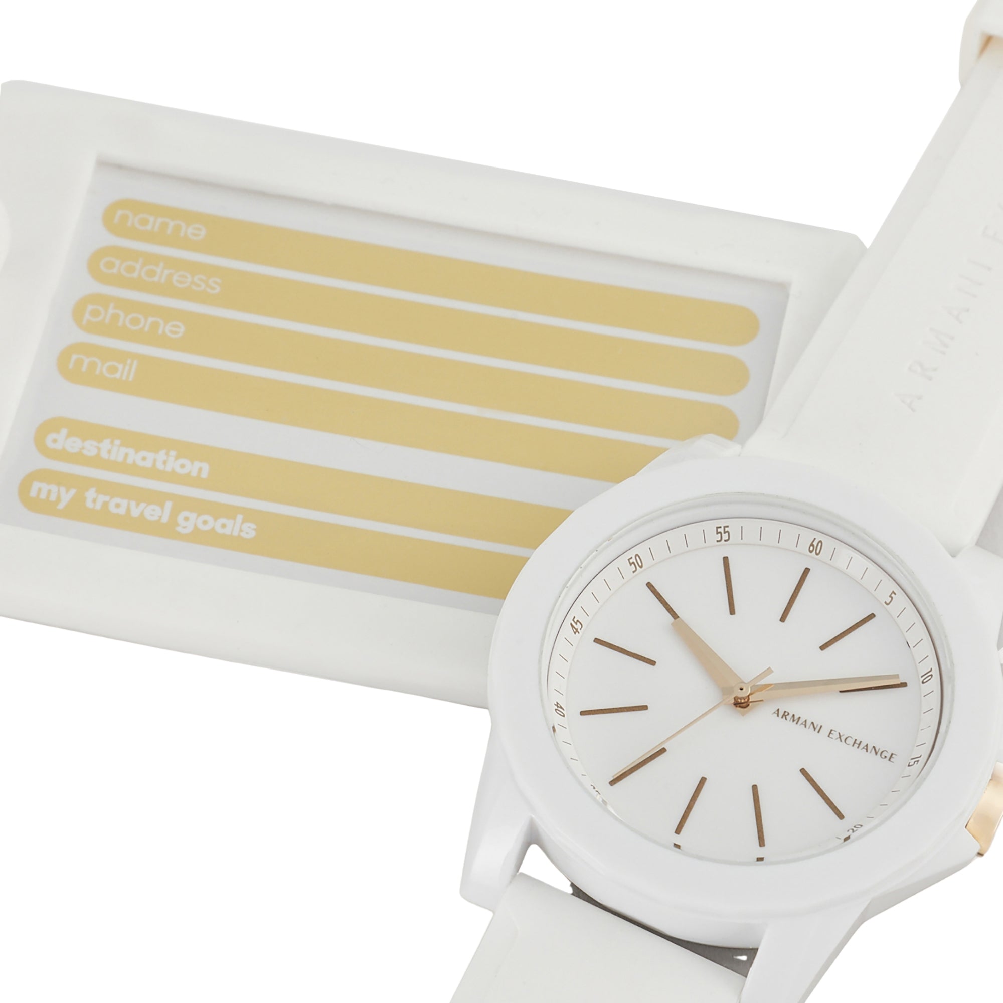 Armani Exchange Banks 40mm White Dial Silicone Ladies Quartz Watch AX7126